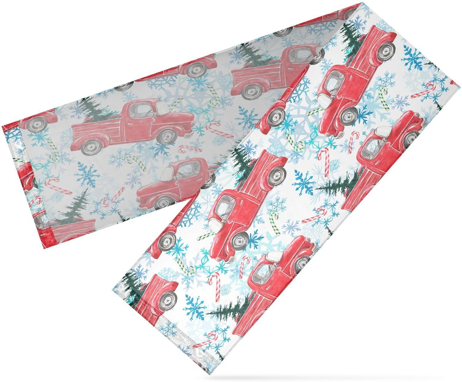 Christmas Tree Red Truck Table Runner Fall Kitchen Decor for Desk Decor Christmas Table Runner 108 Inches Long