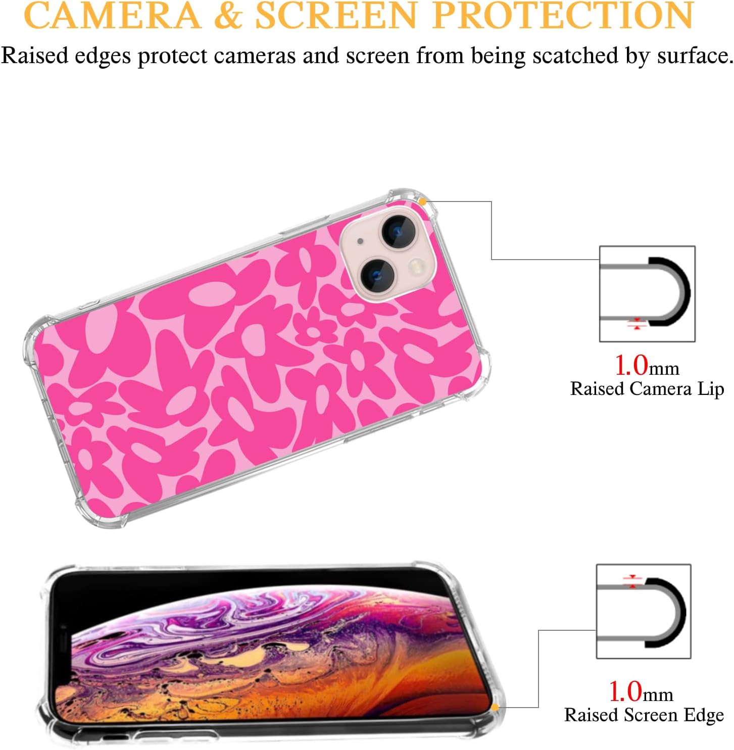 Lemifelgby Y2k – Funda protectora de TPU para iPhone 15 Plus, diseño de margaritas, color rosa