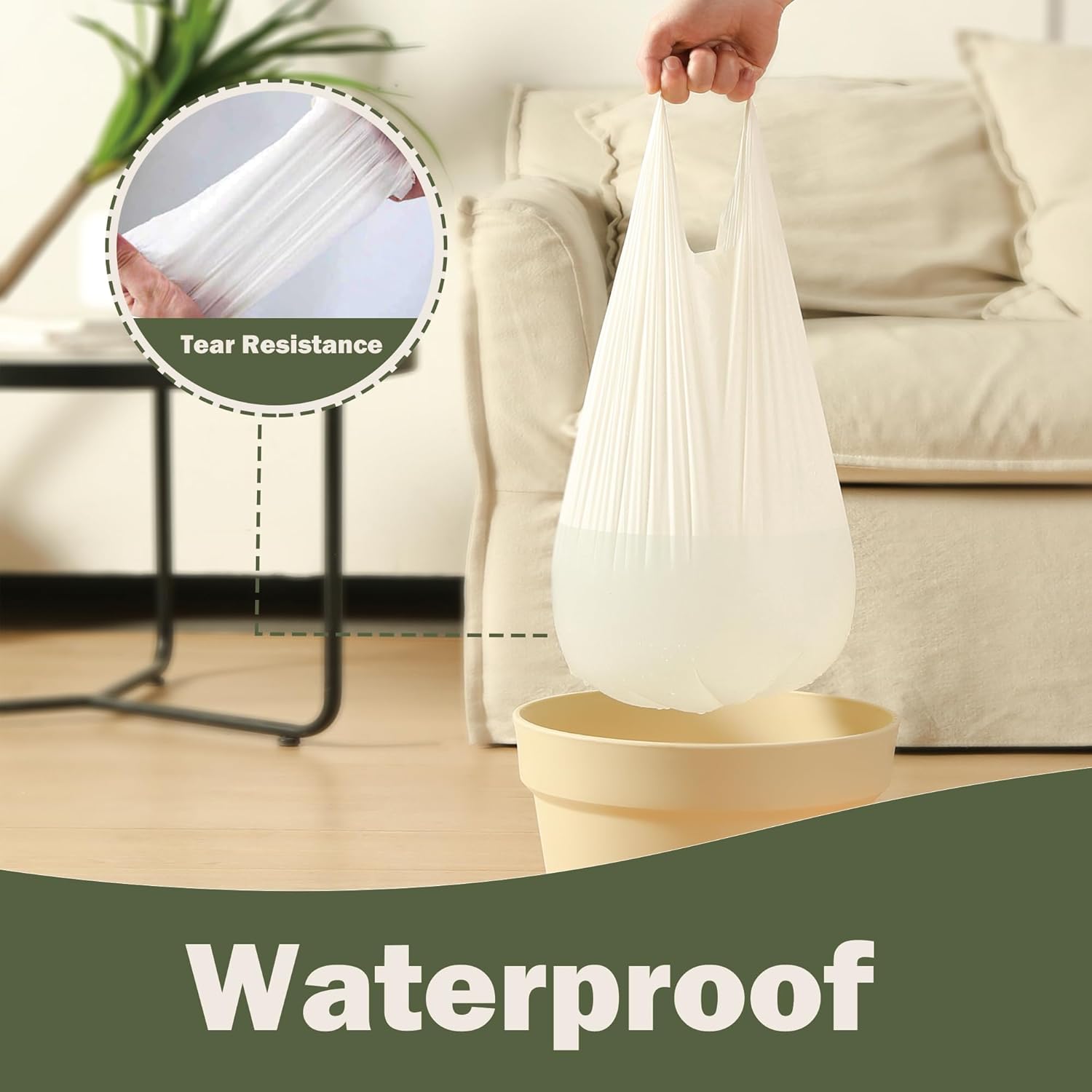 Bolsas de basura compostables de 5 galones con asas, bolsas de compost de 0.78 mils, bolsas de basura de raspado de alimentos para cocina y baño, US