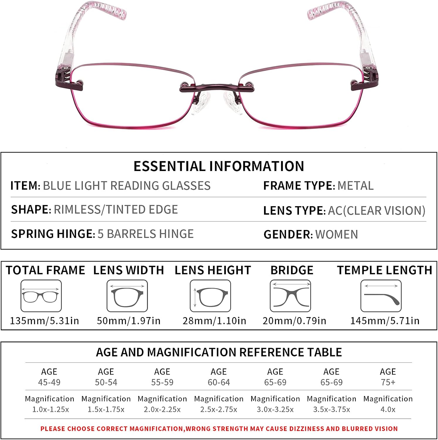 CRGATV Paquete de 4 lentes de lectura tintados sin montura para mujer, bloqueo de luz azul, elegantes lectores, antirrayos UV, fatiga