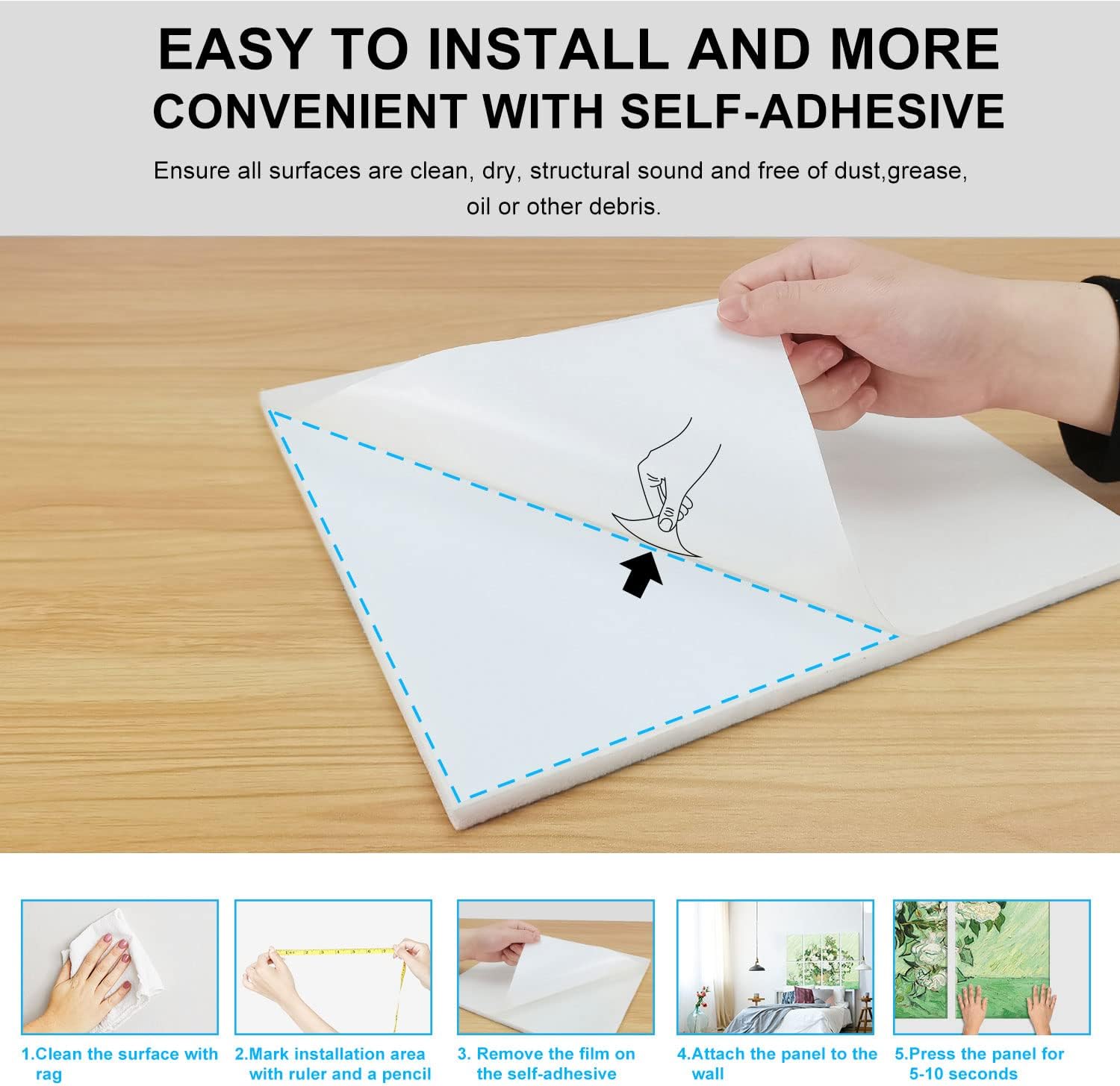 JBER Art Acoustic Panels, 8 Pack Acoustic Panels for Wall Decoration With Self Adhesive, Sound Absorbing Panels for Recording Studio, Soundproof