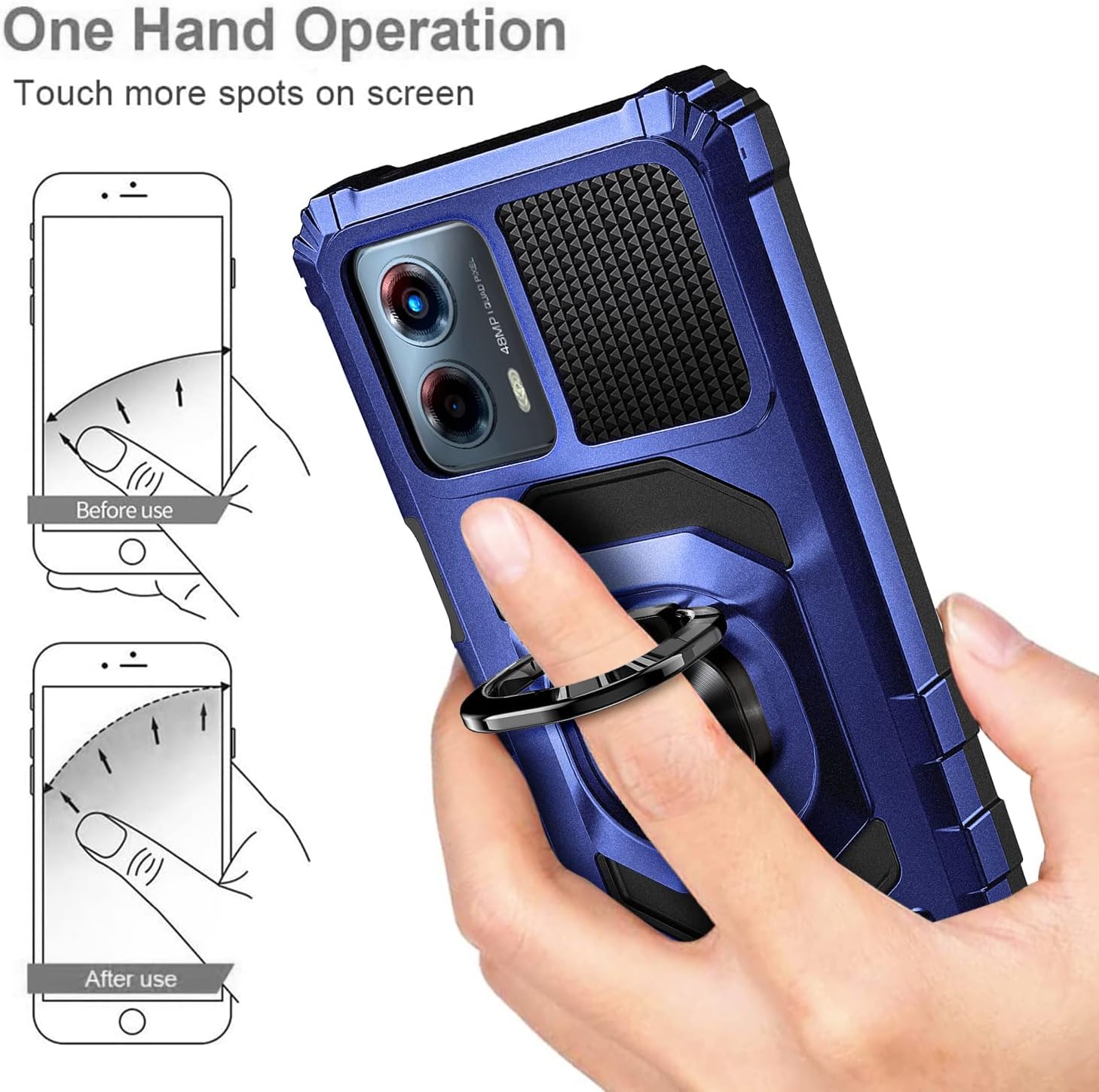 WDHD Funda compatible con Motorola Moto G 5G (2023) con protector de pantalla de vidrio templado (cobertura máxima), protección de cuerpo completo