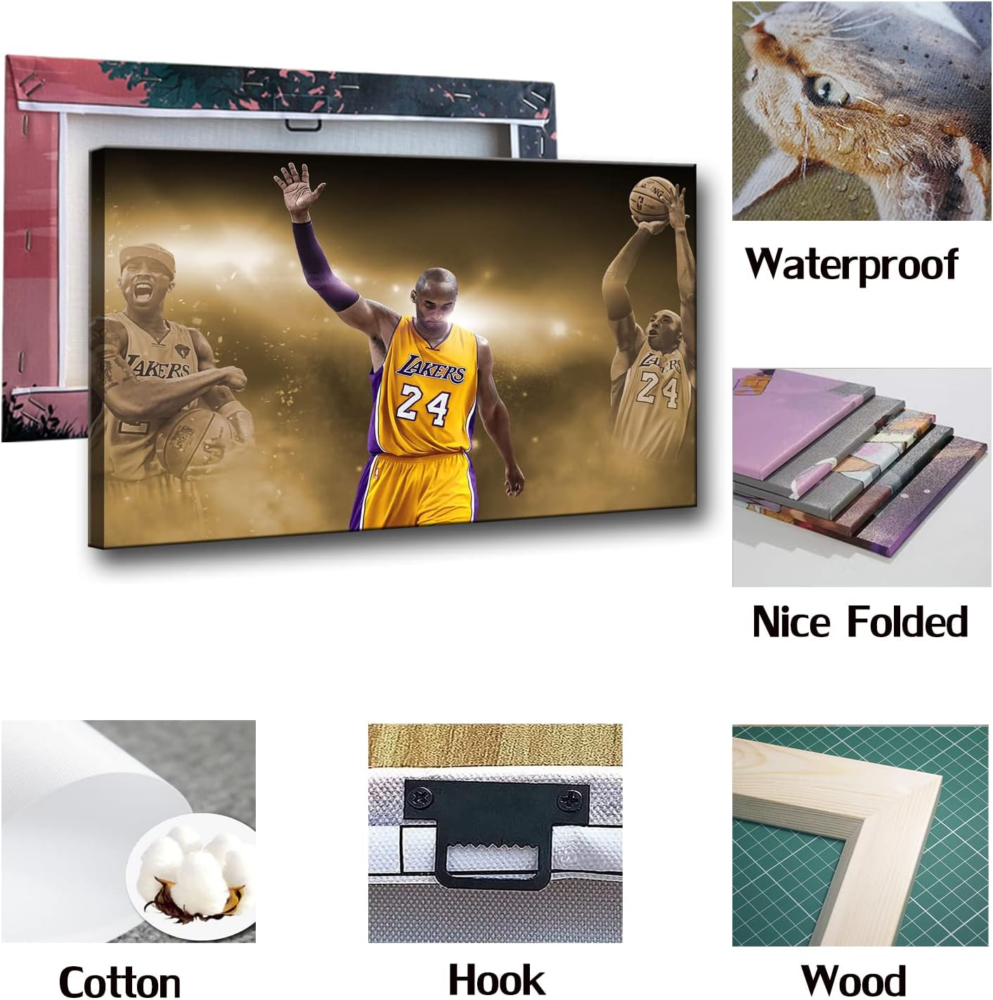 Kobe Bryant – Pósteres artísticos en lienzo para pared, pintura enmarcada, decoración de pared, mentalidad de mamba, decoración del hogar para sala