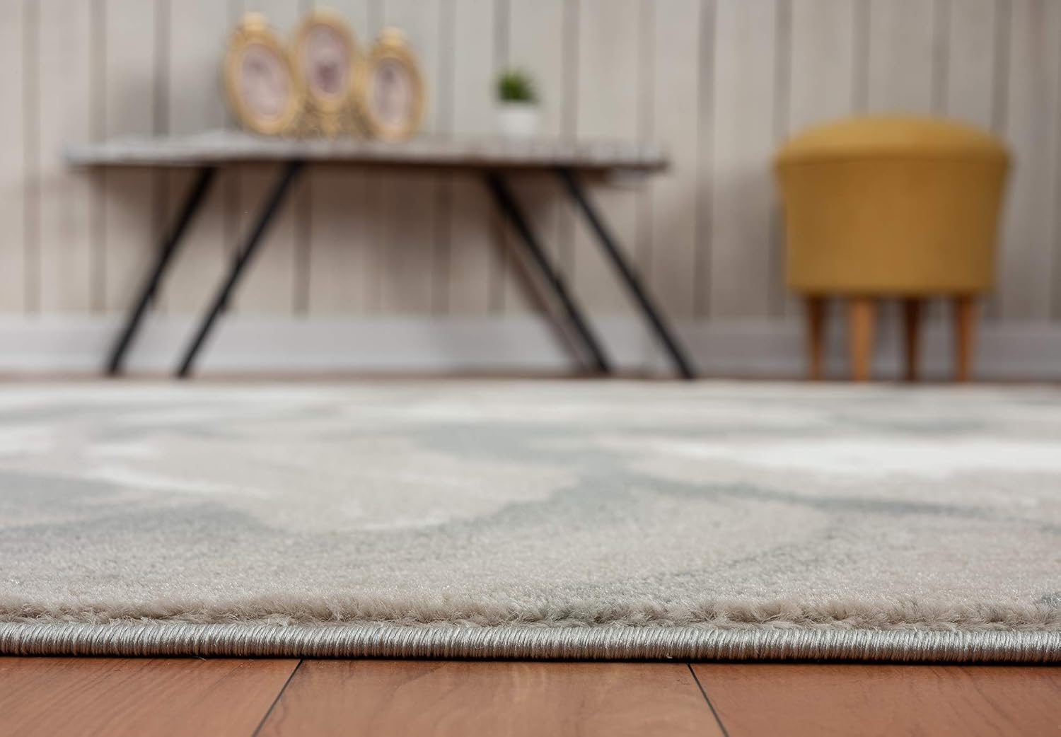 Abani Alfombra azul y beige con diseño abstracto líquido, estilo contemporáneo, colección ARTO  Construcción superior de fabricación turca