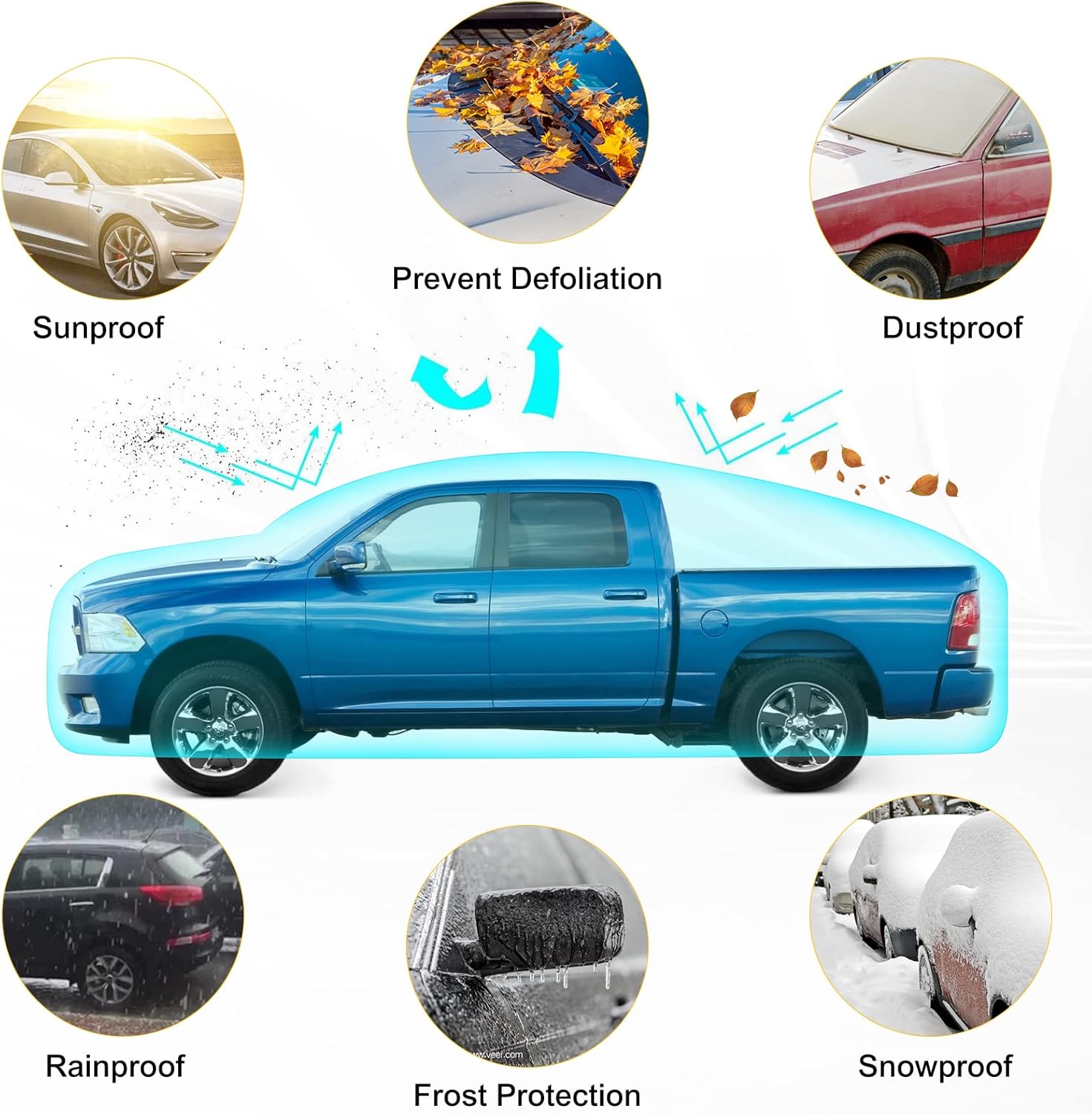 BORDAN Funda para automóvil Dodge Ram 1500 Classic Regular Cab 6 pies 4 pulgadas, caja de 6 pies 4 pulgadas, tela Oxford 420D, protección para todo