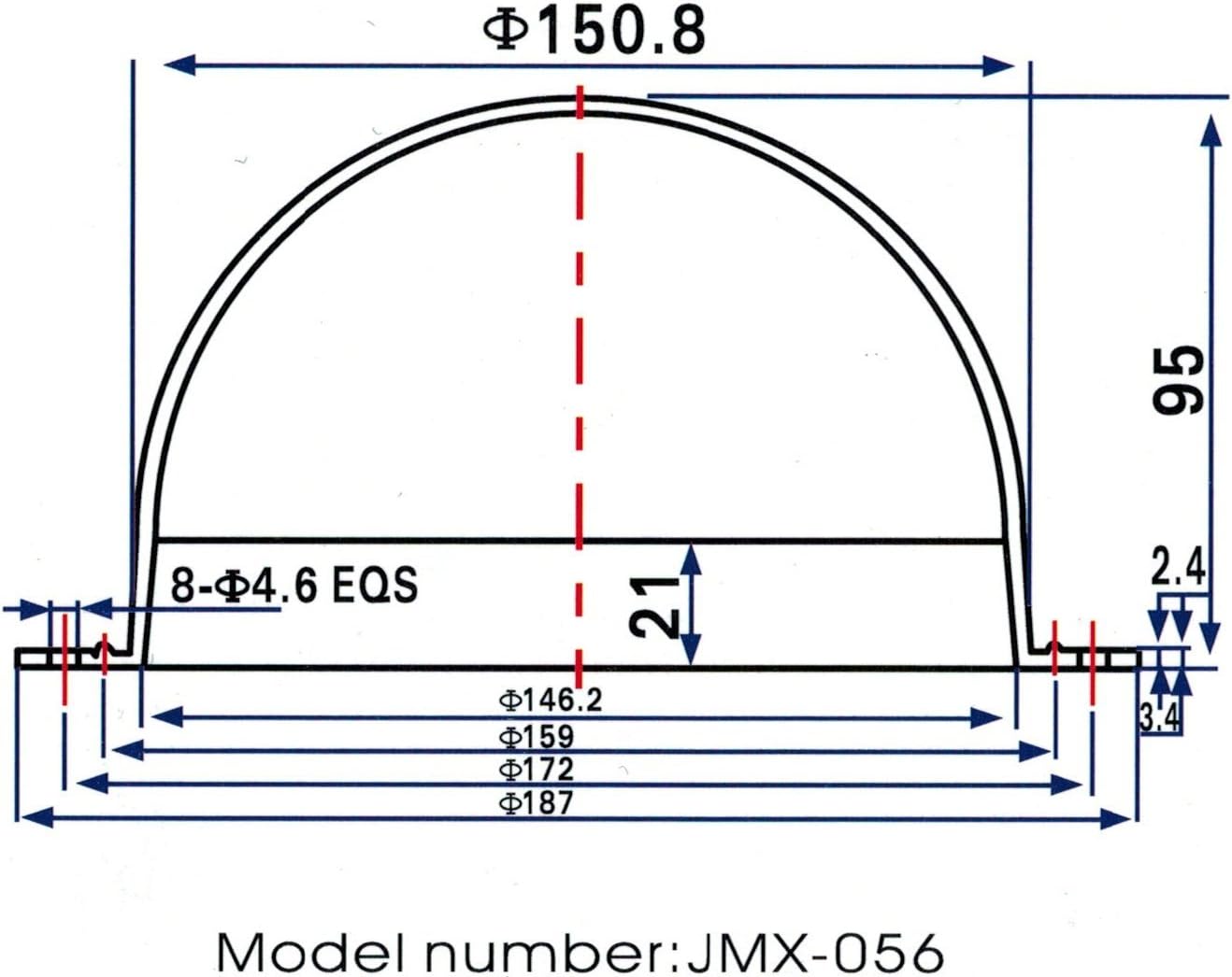 5.6inch acrílico cámara de seguridad interiorexterior CCTV (Panasonic tipo) clara Dome Camera Protectora Vivienda