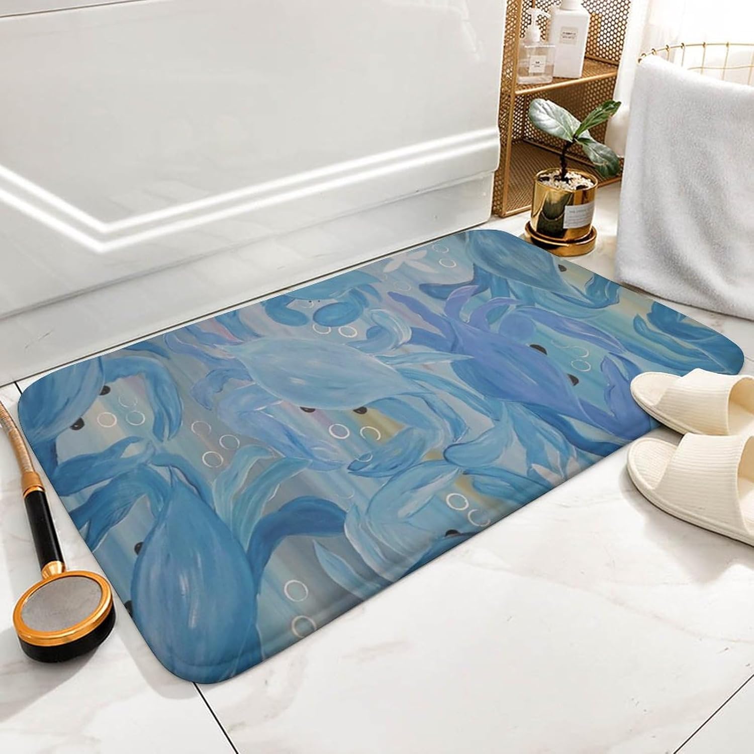 Nufar Tapete retro duradero para fiesta de cangrejos azules, divertido tapete personalizado, tapete de dormitorio, bonito felpudo de amigos,