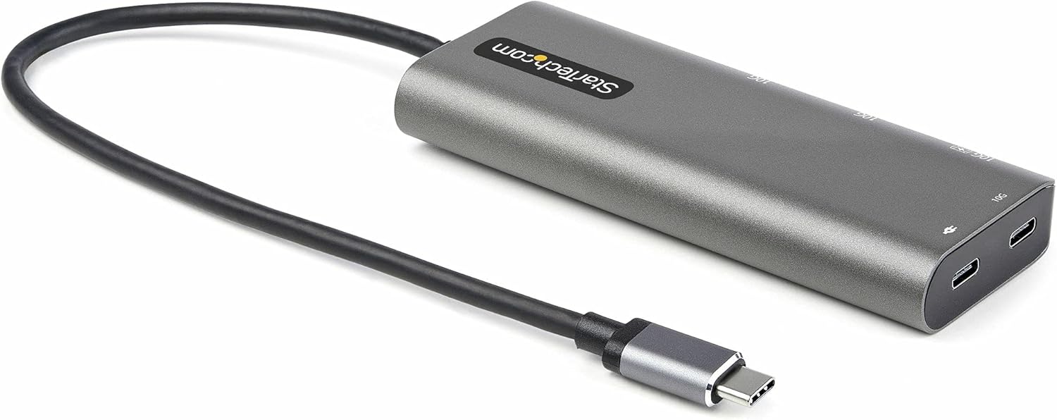 StarTech.com Adaptador multipuerto USB C – USB-C a HDMI o Mini DisplayPort 4K 60Hz, paso de entrega de energía de 100 W, concentrador USB de 4