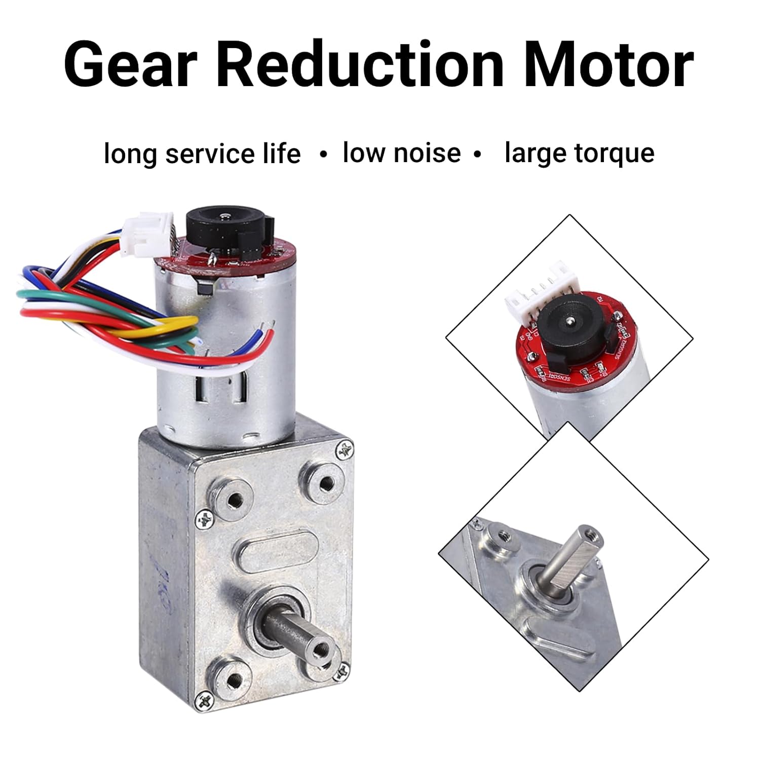 Motor de reducción de engranajes, DC 12 V de alto par engranaje helicoidal caja de engranajes helicoidales con codificador fuerte autobloqueo (10RPM)