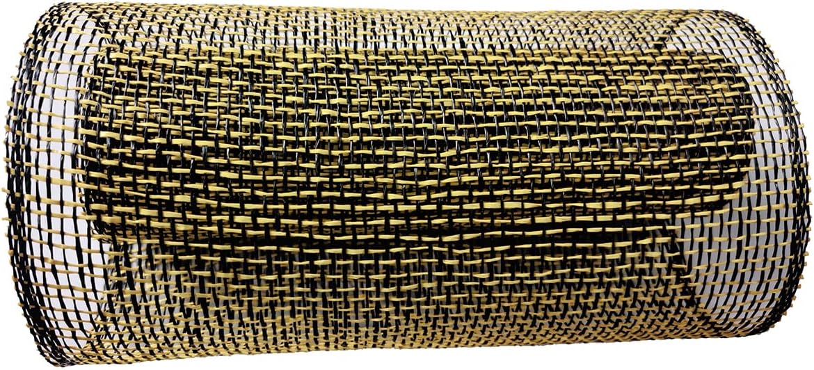 Malla de arpillera de poliéster de 10 pulgadas de malla Deco de 10 pulgadas Rolls Liquidación de arpillera 5 yardas (negro+amarillo)
