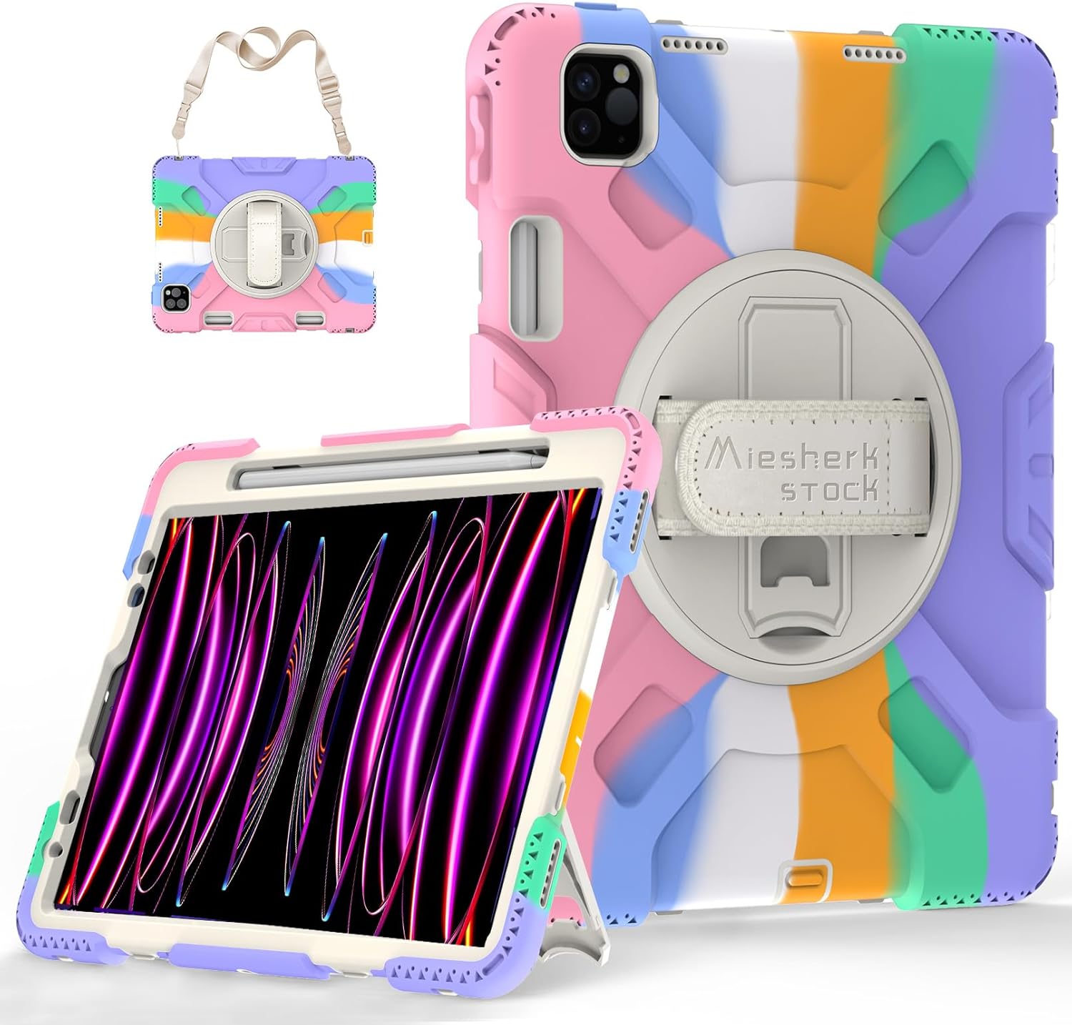 Funda para iPad Pro de 12.9 2022 6 generación2021 5 generación funda protectora de silicona de grado militar para iPad de 12.9 pulgadas de 4