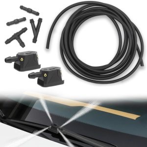 2 boquillas para limpiaparabrisas delantero, boquillas de chorros montadas en el brazo, boquillas de arandela, boquillas de lavadora de 4 vías + kit 2 boquillas para limpiaparabrisas delantero, boquillas de chorros montadas en el brazo, boquillas de arandela, boquillas de lavadora de 4 vías + kit