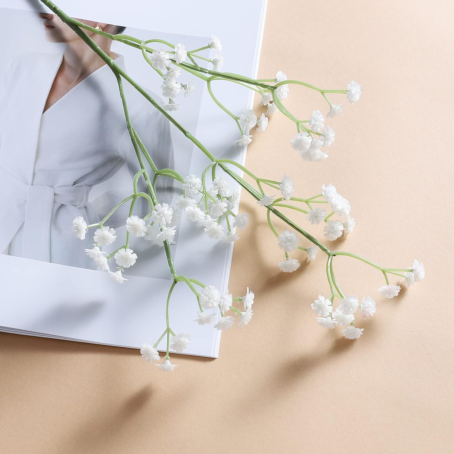 XIUER 10 piezas de aliento de bebégypsophila plantas artificiales de seda falsas decoración de fiesta de boda flores de tacto real DIY hogar jardín