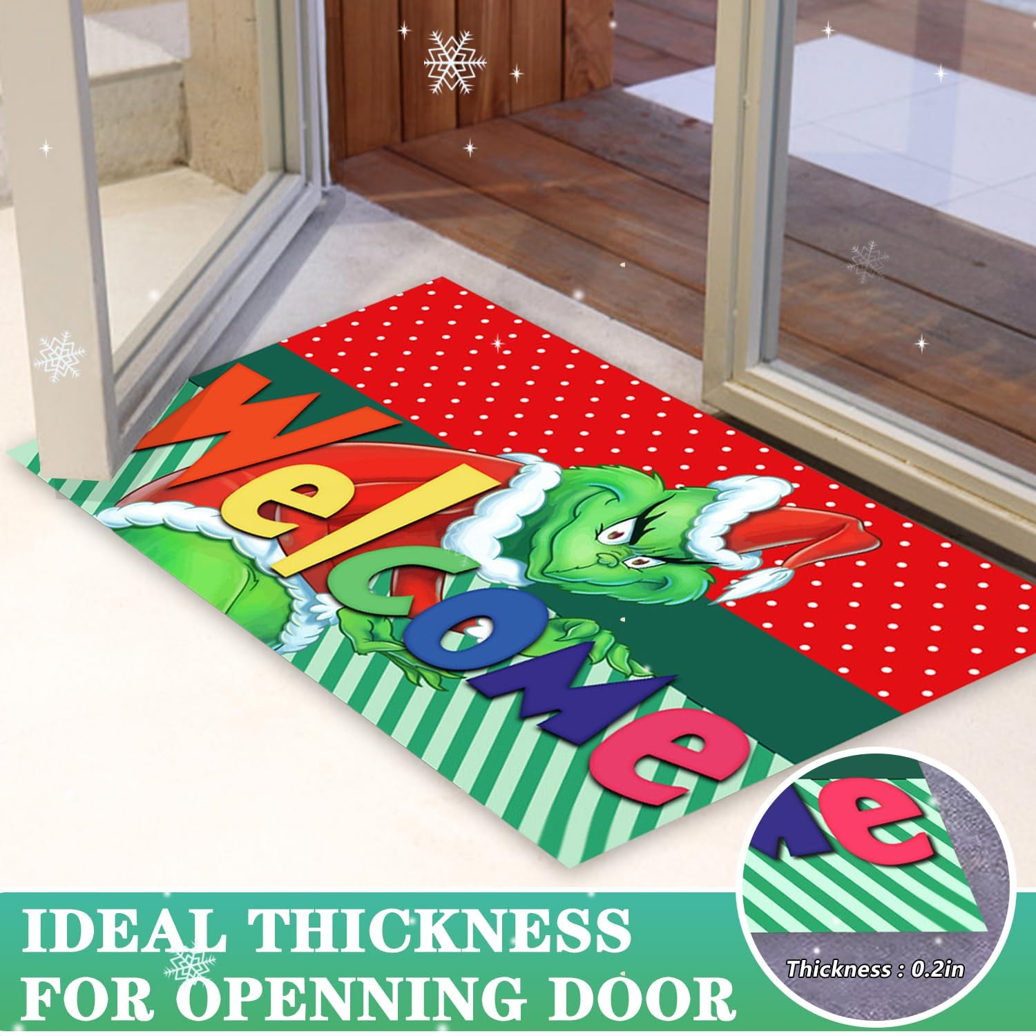 Micayg Tapete de Navidad para puerta, decoración de Navidad, para interiores y exteriores, hogar, cocina, baño, decoración de fiesta de Navidad