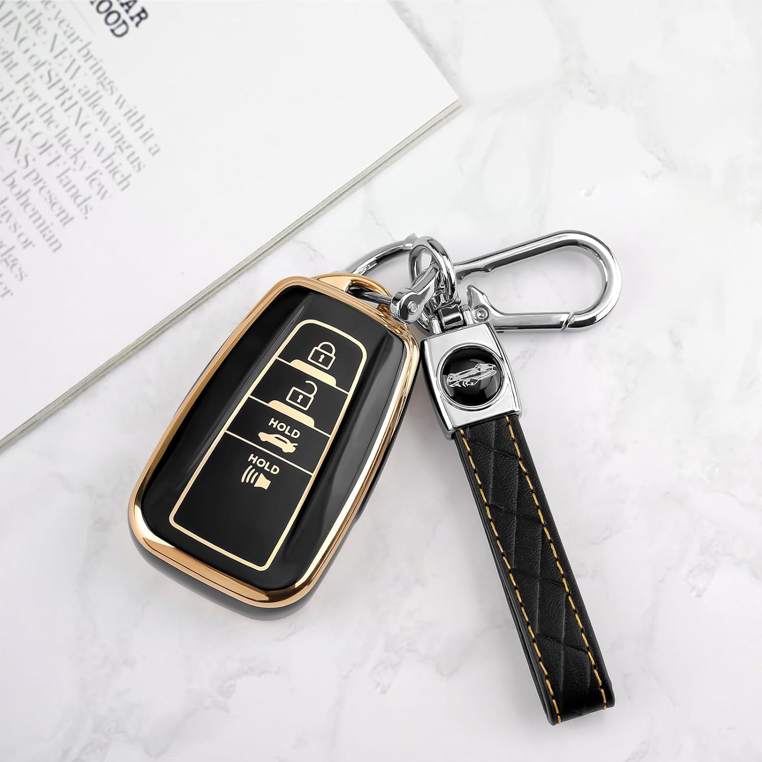 COGEEK – Funda para llavero Toyota con llavero, funda para llave de TPU suave de alta calidad, protección de 360, para Camry Highlander RAV4 Corolla