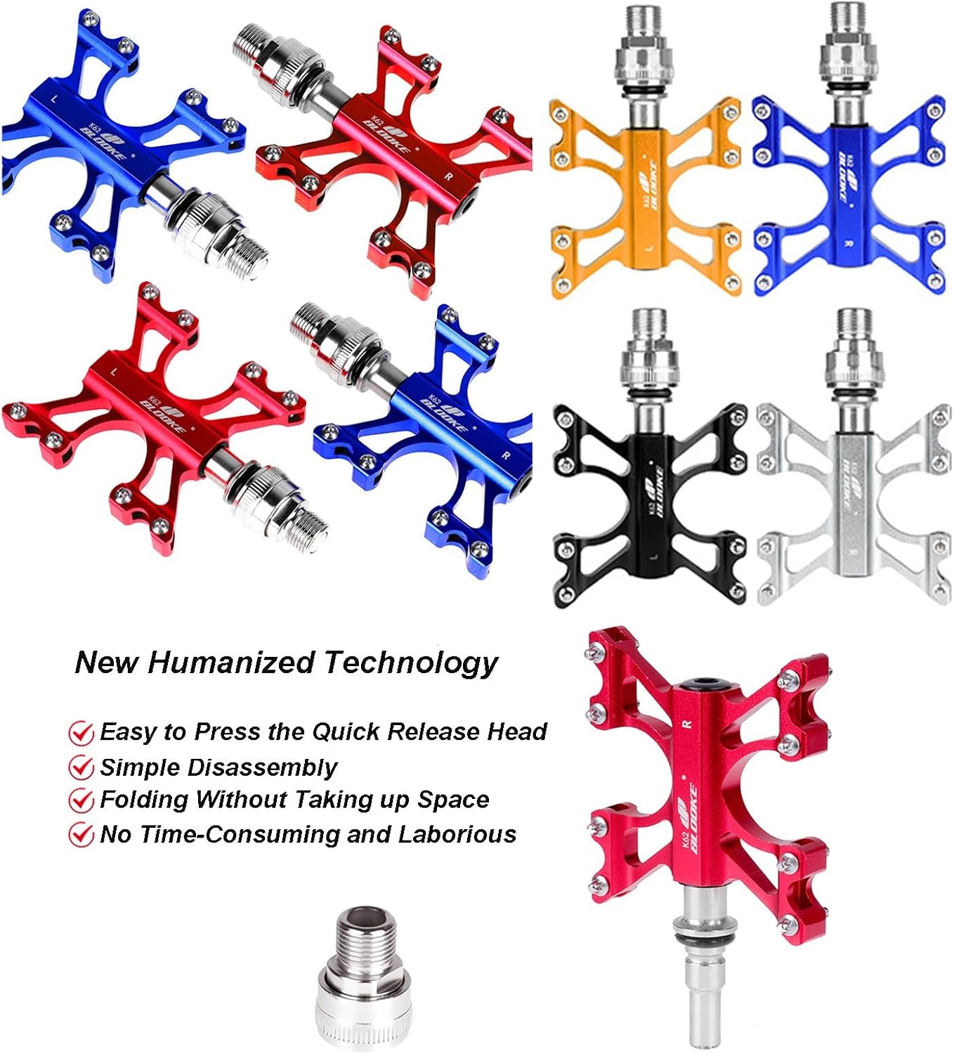 Pedales ultraligeros MTB 916 pulgadas aleación de aluminio CNC liberación rápida hebilla pedales 3 rodamientos sellados con pedales soporte de