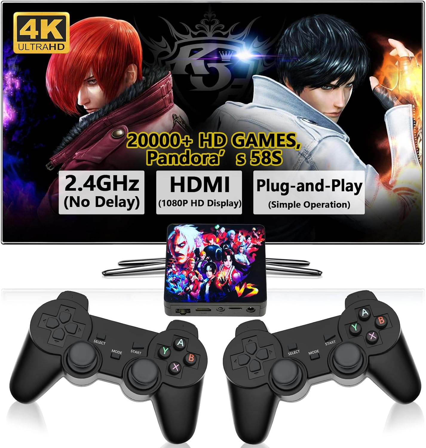 20000 en 1 WiFi Game Box 58S Arcade Stick Retro Consola de juegos irrepetida, Plug and Play, 9 emuladores, salida HDMI 4K, controladores
