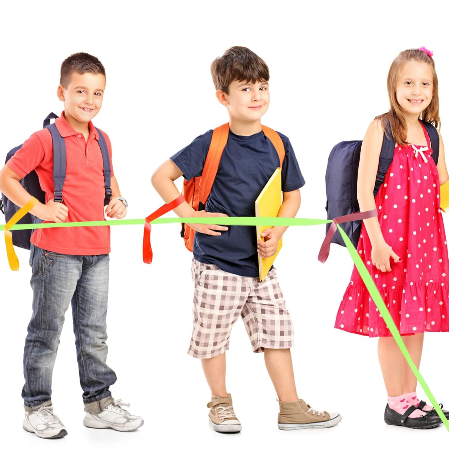 Paquete de 2 cuerdas de seguridad para caminar cortas con 12 asas para niños preescolares y niños pequeños al aire libre, guardería, guardería,
