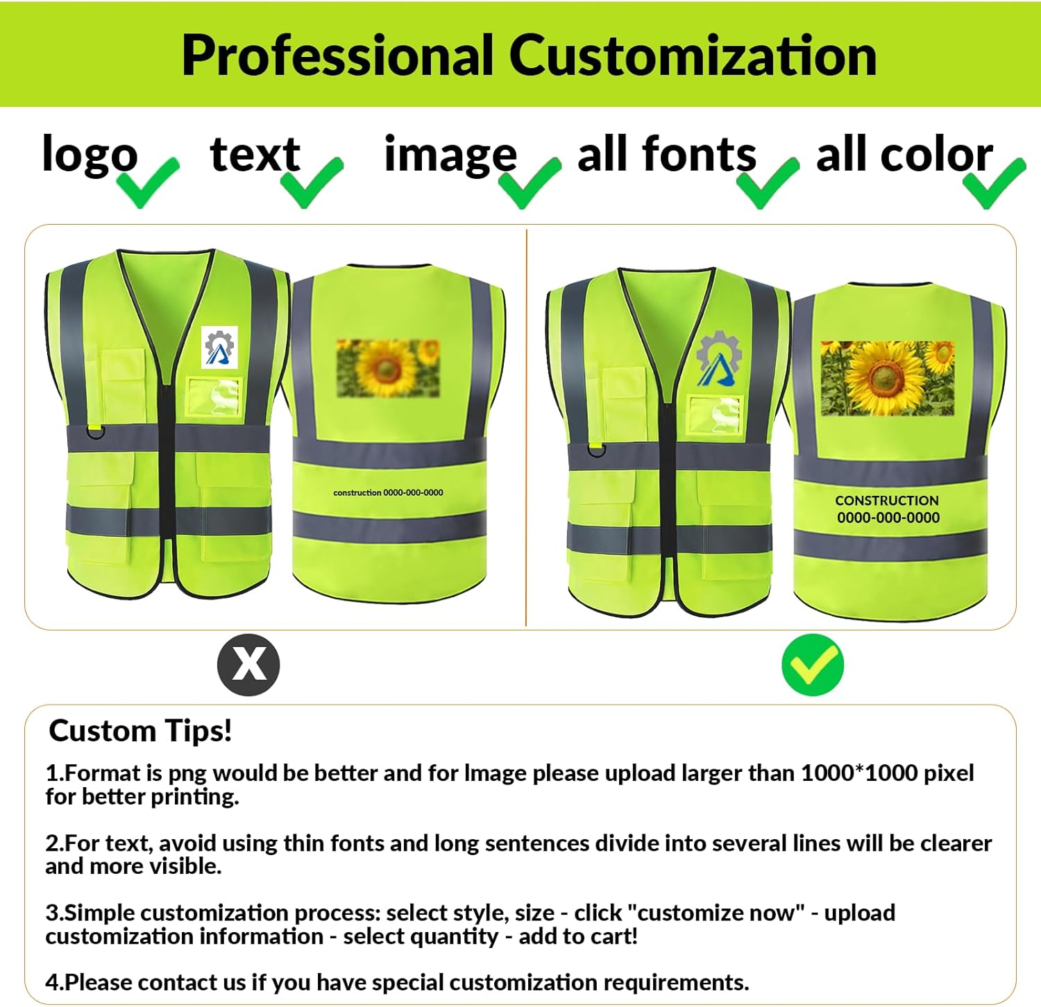 BeautyWill Chaleco de seguridad Logotipo personalizado Chaleco reflectante de alta visibilidad Clase 2 Hi Vis Chaleco de seguridad Ropa de trabajo