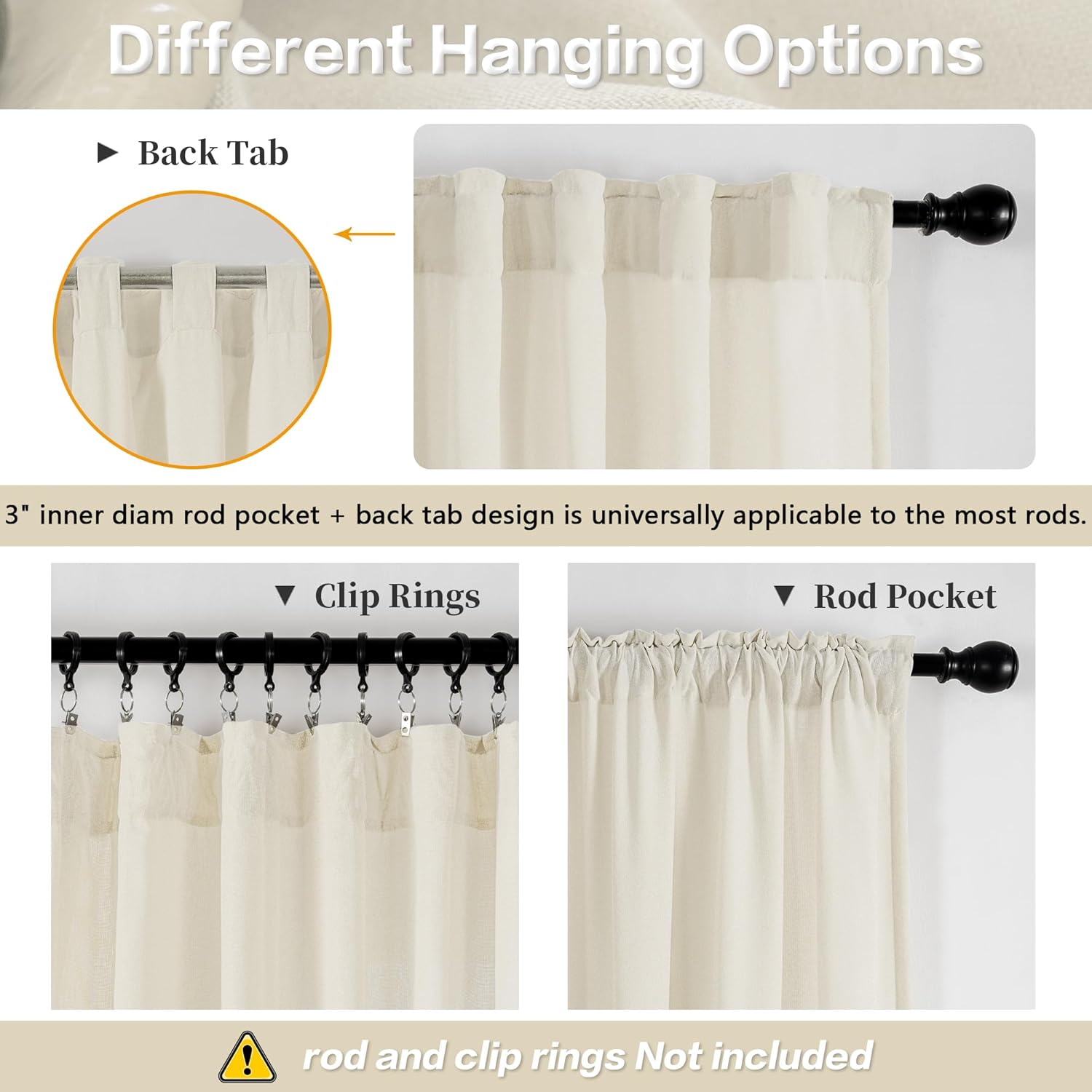 MAIHER Cortinas semitraslúcidas con textura de lino natural de 84 pulgadas de largo para sala de estar, cortinas rurales con filtro de luz para