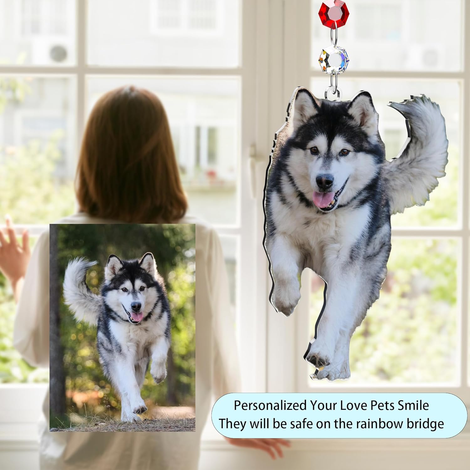 Fanery Sue Regalos conmemorativos para perros por pérdida de perro, atrapasoles conmemorativo personalizado para mascotas con imagen, regalos