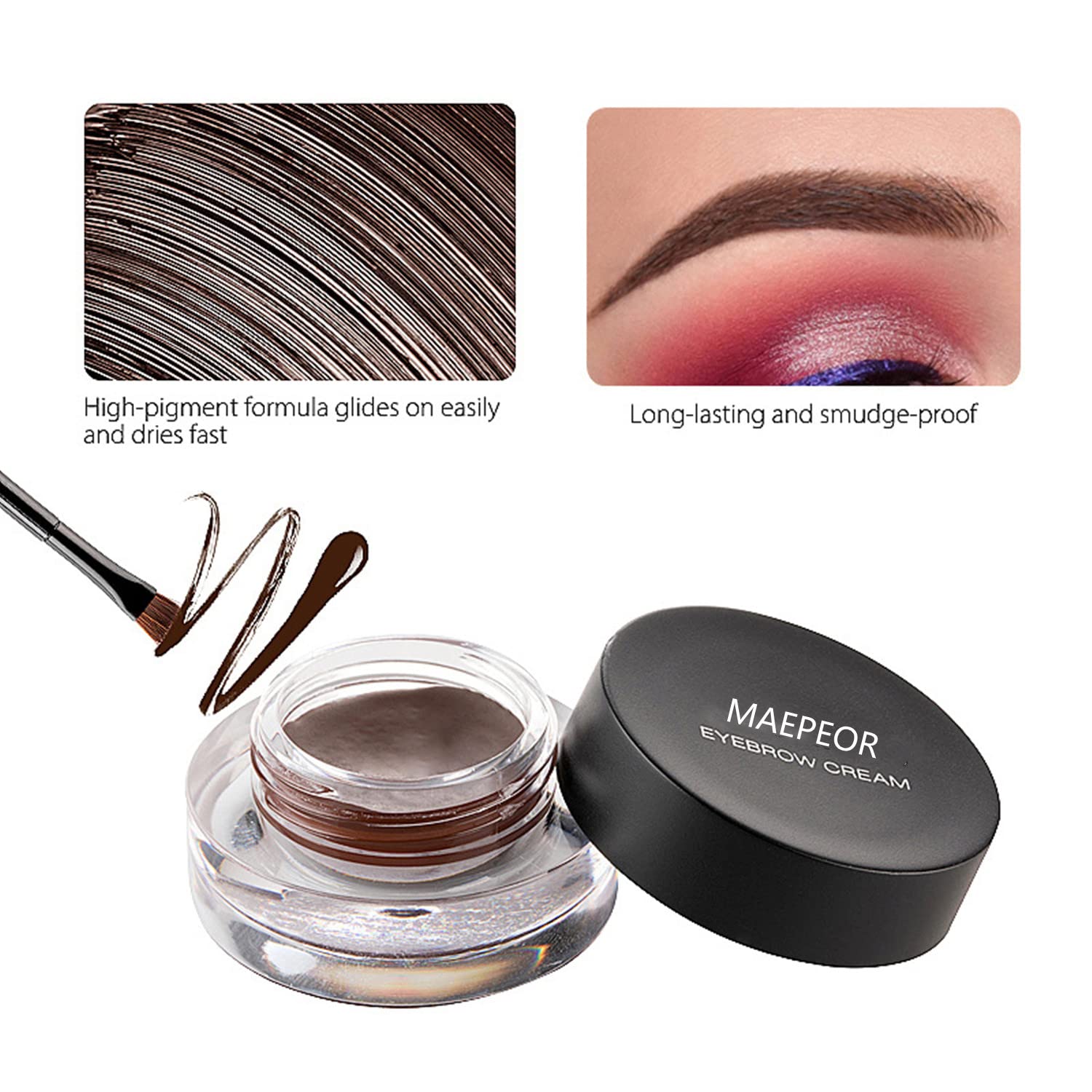 MAEPEOR Pomada de cejas de 12 colores, pigmentada completa, de larga duración, impermeable, para rellenar y dar forma a las cejas tintadas, con