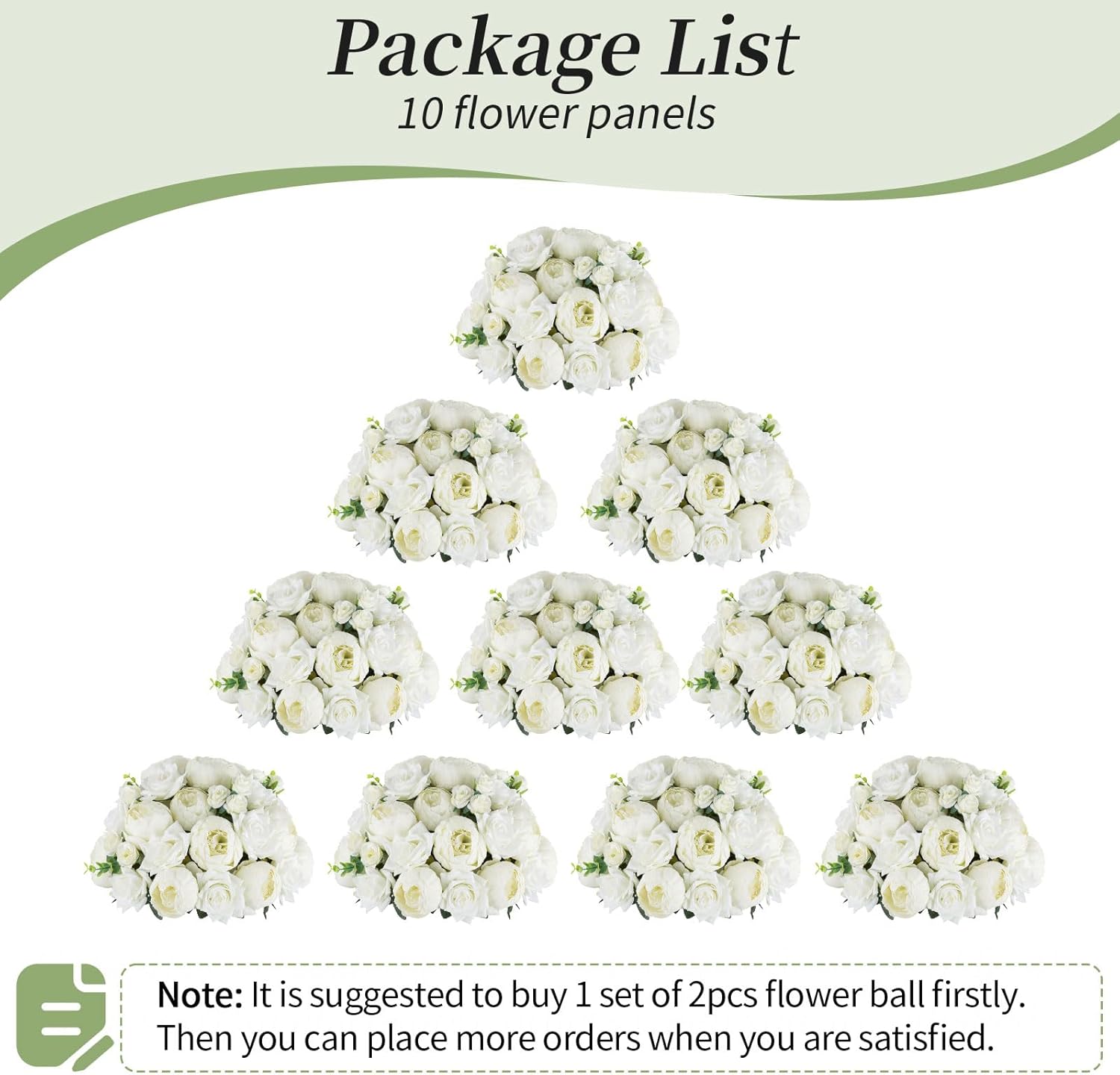 BLOSMON Bolas de flores artificiales, centros de mesa de boda, 10 piezas de 13.3 pulgadas, peonías falsas blancas, decoración para mesa, bola de