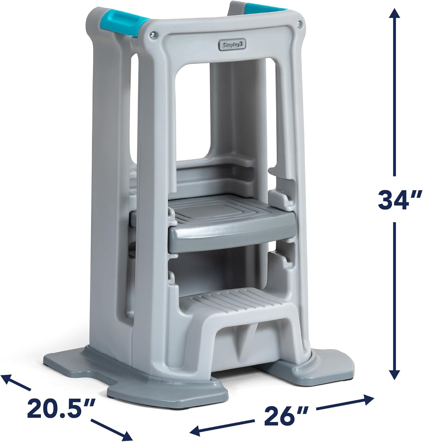 Simplay3 Taburete de cocina Montessori de pie para niños pequeños con base estabilizadora resistente y plataforma ajustable, 20.5 pulgadas de