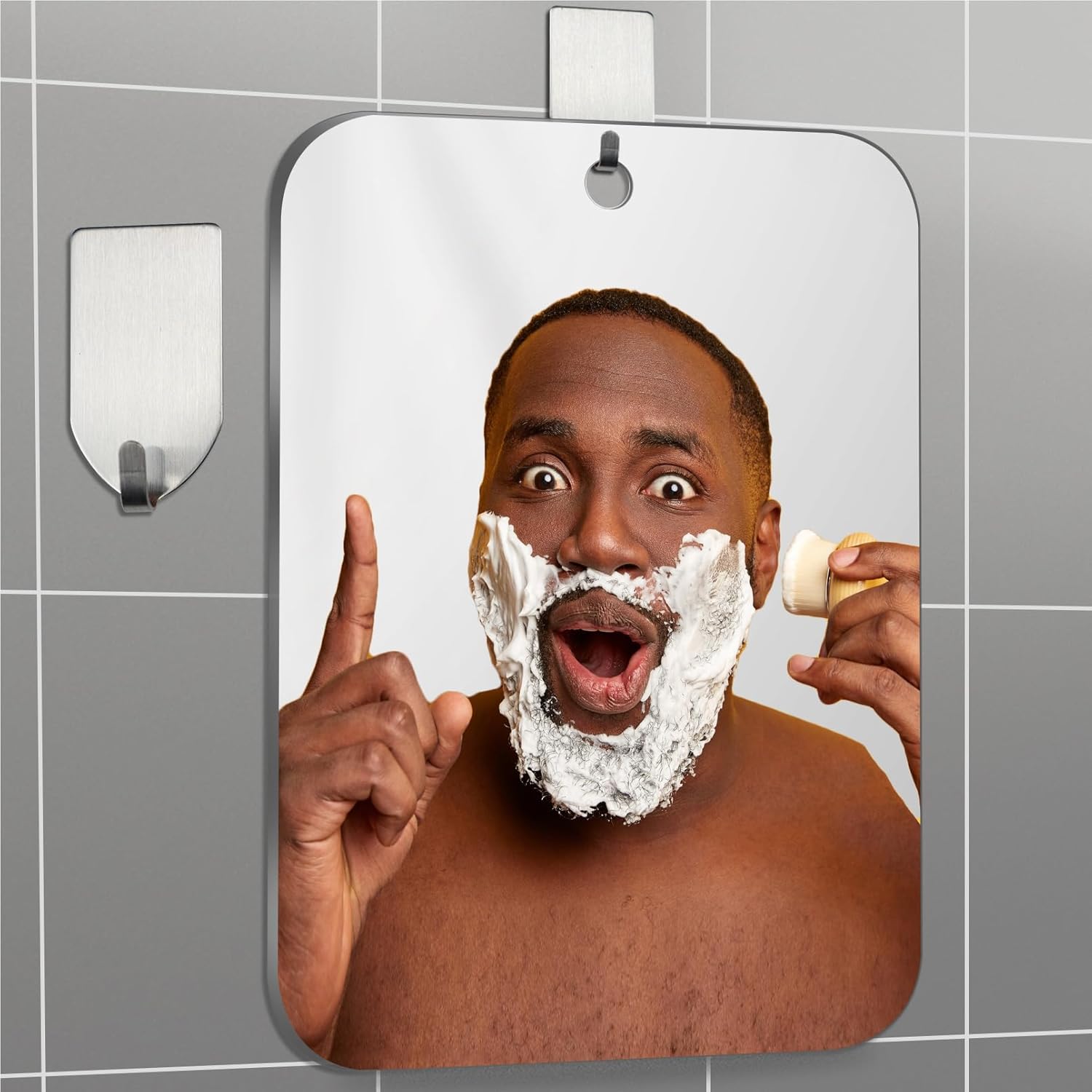 SAFEE MRROR Espejo de ducha sin niebla para afeitar, espejo sin niebla para ducha (grande de 11 x 8 pulgadas), accesorios de ducha antivaho para