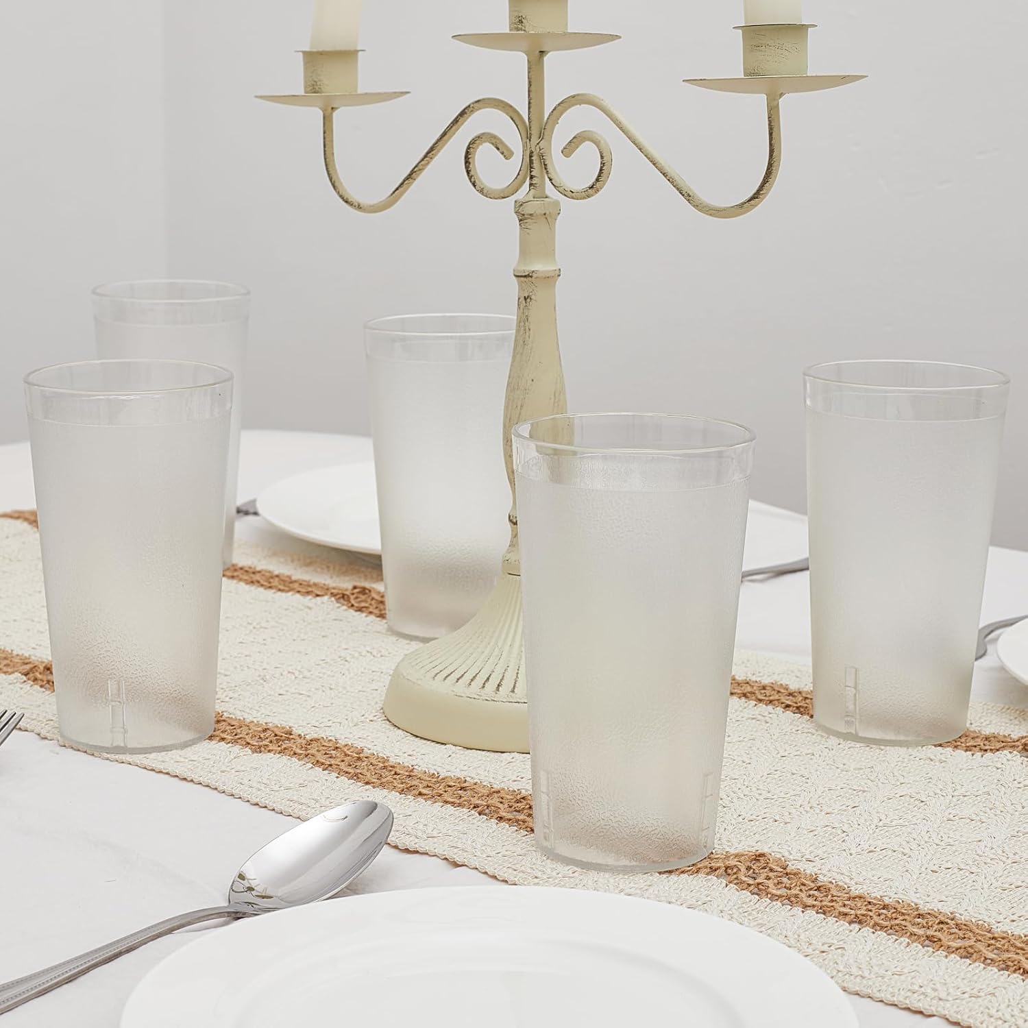 Vasos de plástico reutilizables, vasos de plástico para beber, juego de 8, vasos de plástico transparente para cocina, tazas apilables sin BPA para