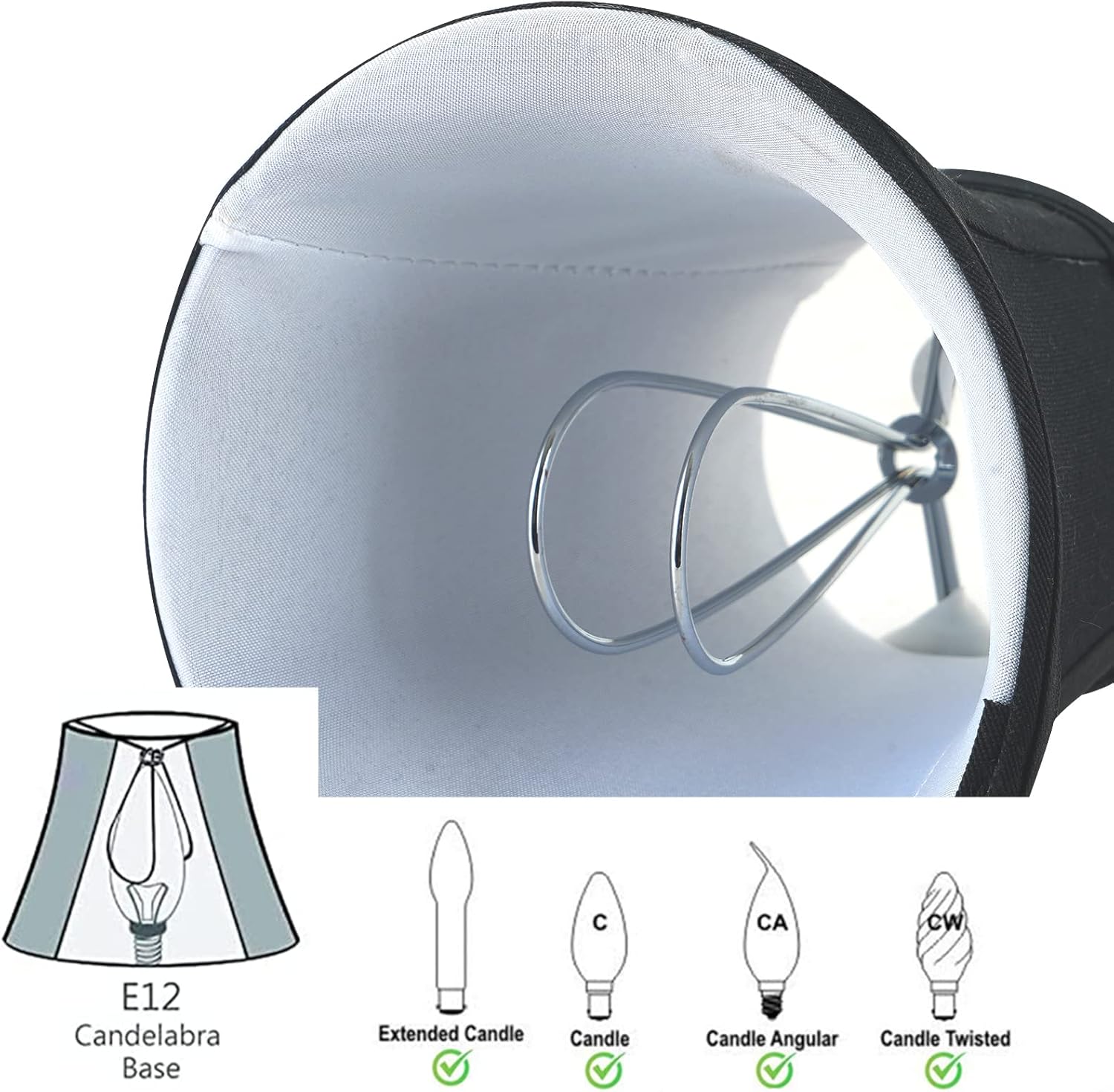 Mini lámpara con clip para bombillas de candelabro, pantalla de tela de barril solo para bombillas de vela, lámpara de pared, accesorios de