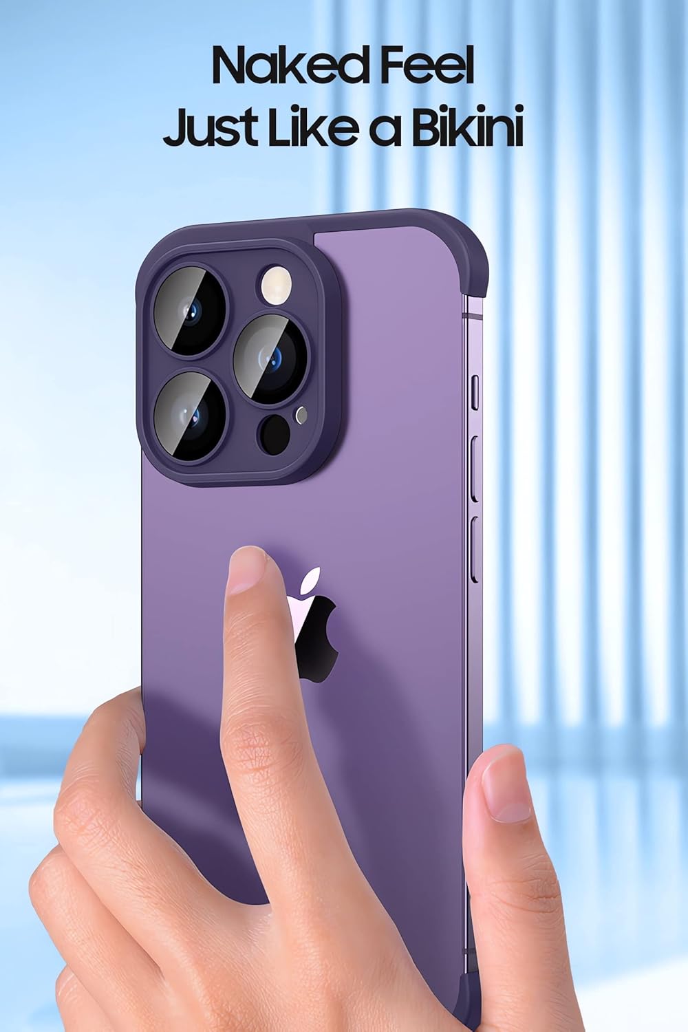LEKEVO Funda sin marco para iPhone 15 Pro Max con protector de lente de cámara, funda delgada de TPU suave a prueba de golpes, carcasa minimalista
