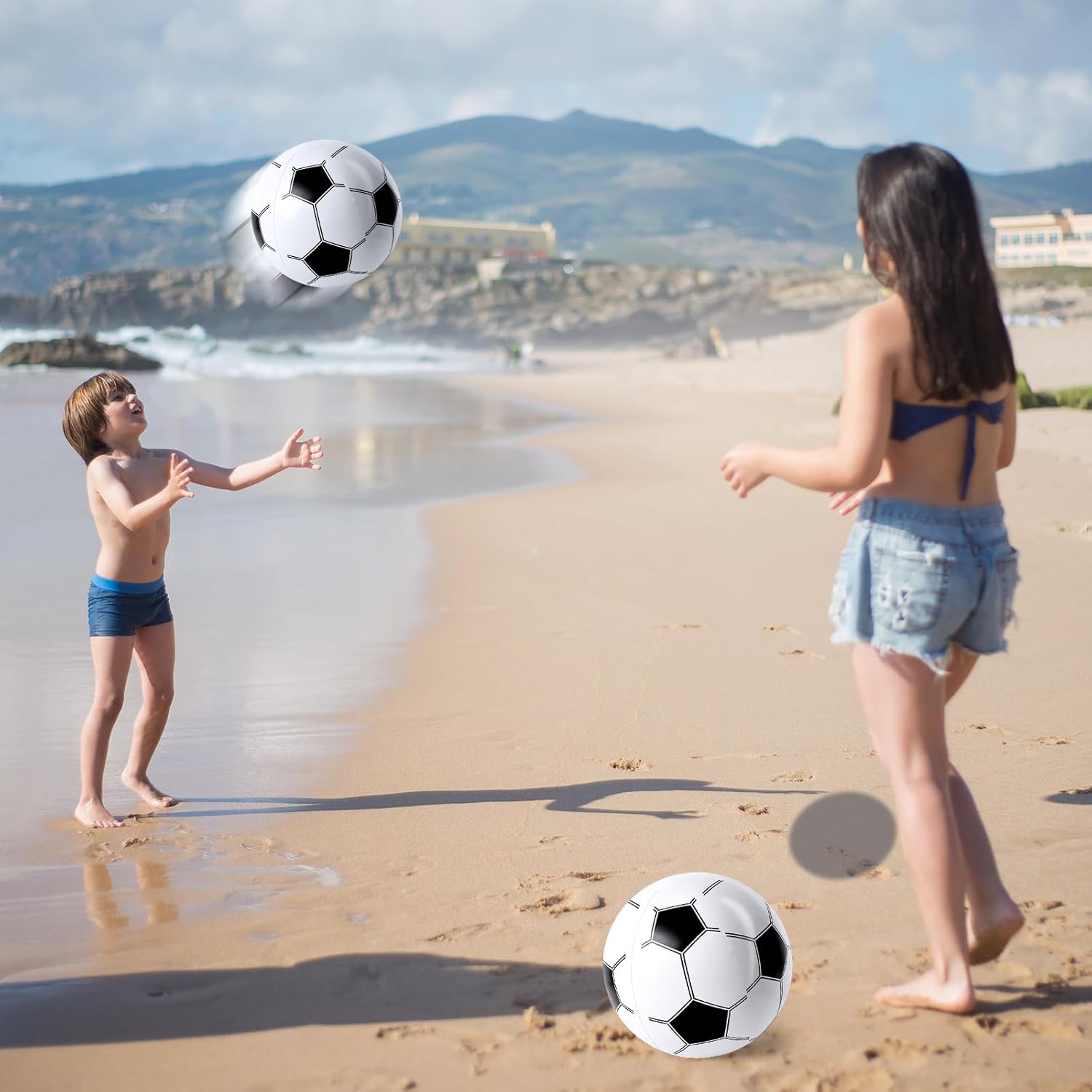 Shindel 8 bolas inflables, pelota de fútbol inflable de 12 pulgadas para niños, pelotas de playa para verano, piscina, juego de playa