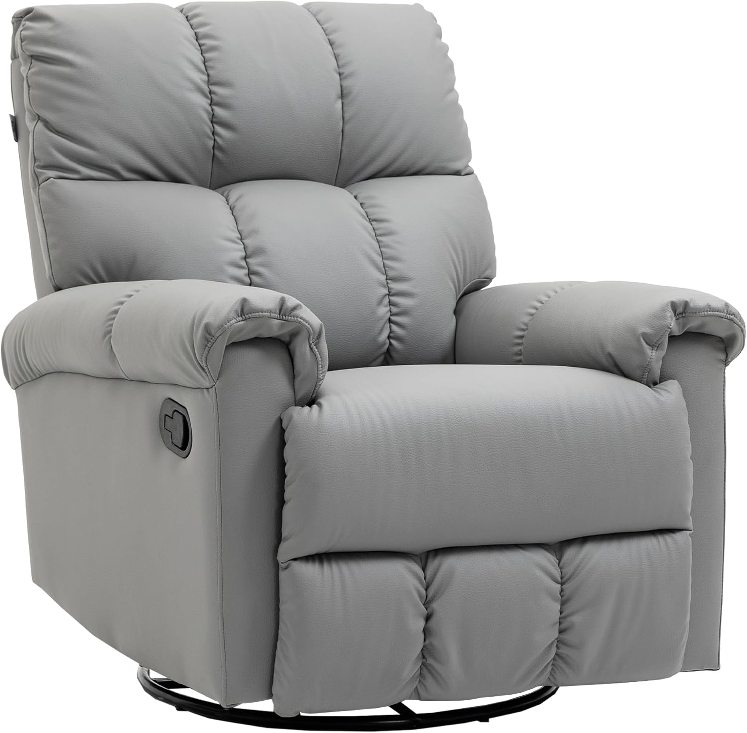 HOMCOM Rocker – Silla reclinable con respaldo y asiento sobrerelleno, silla reclinable manual de piel sintética con reposapiés y base de rotación