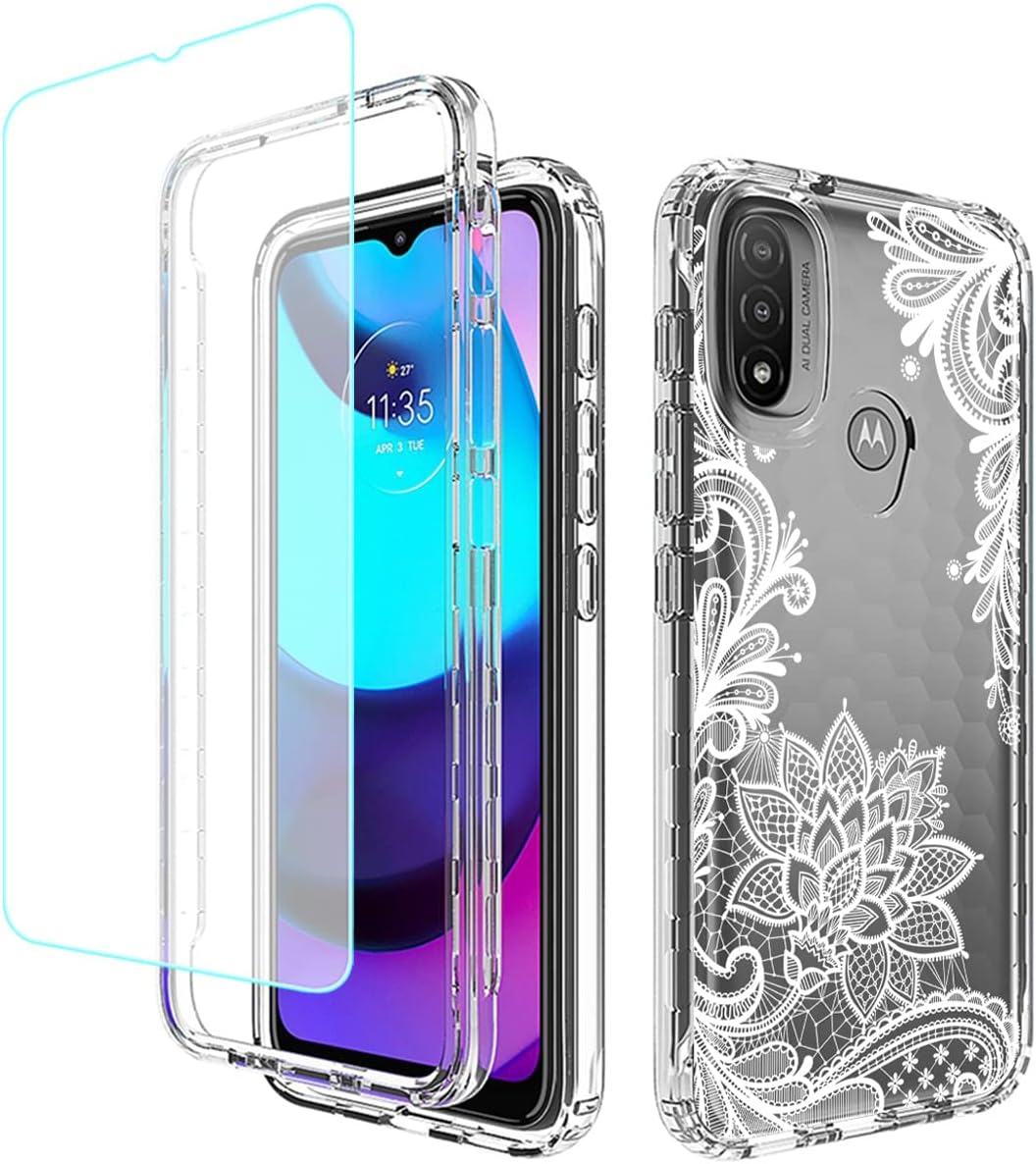 Tothedu XT2155 – Funda para Moto E20, Moto E30, Moto E40, XT2155 con protector de pantalla de vidrio templado, bonito patrón de mandala