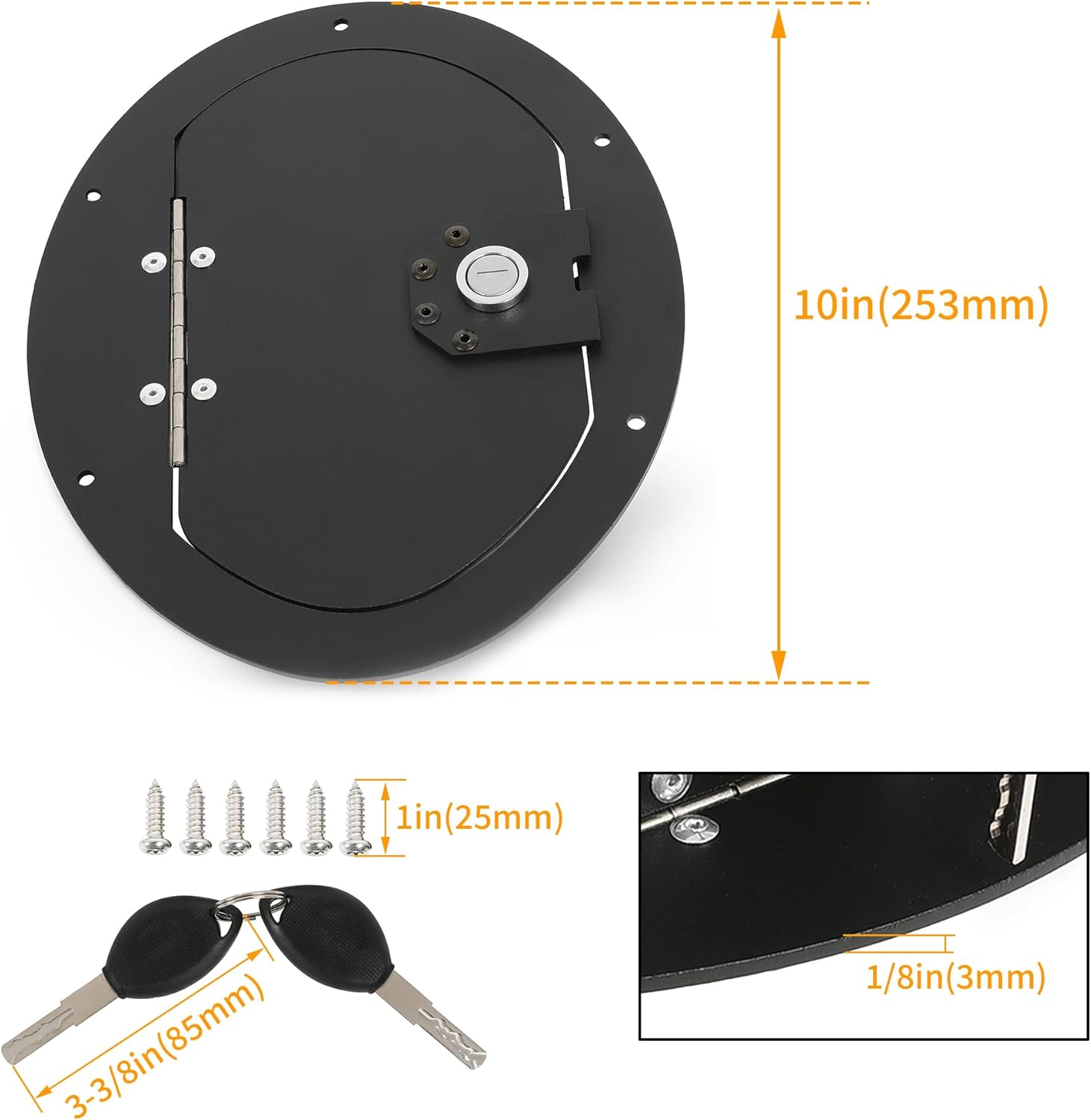 KUAFU Puerta del tanque de combustible con cerradura compatible con Hummer, HMMWV Cualquier modelo con recubrimiento en polvo negro