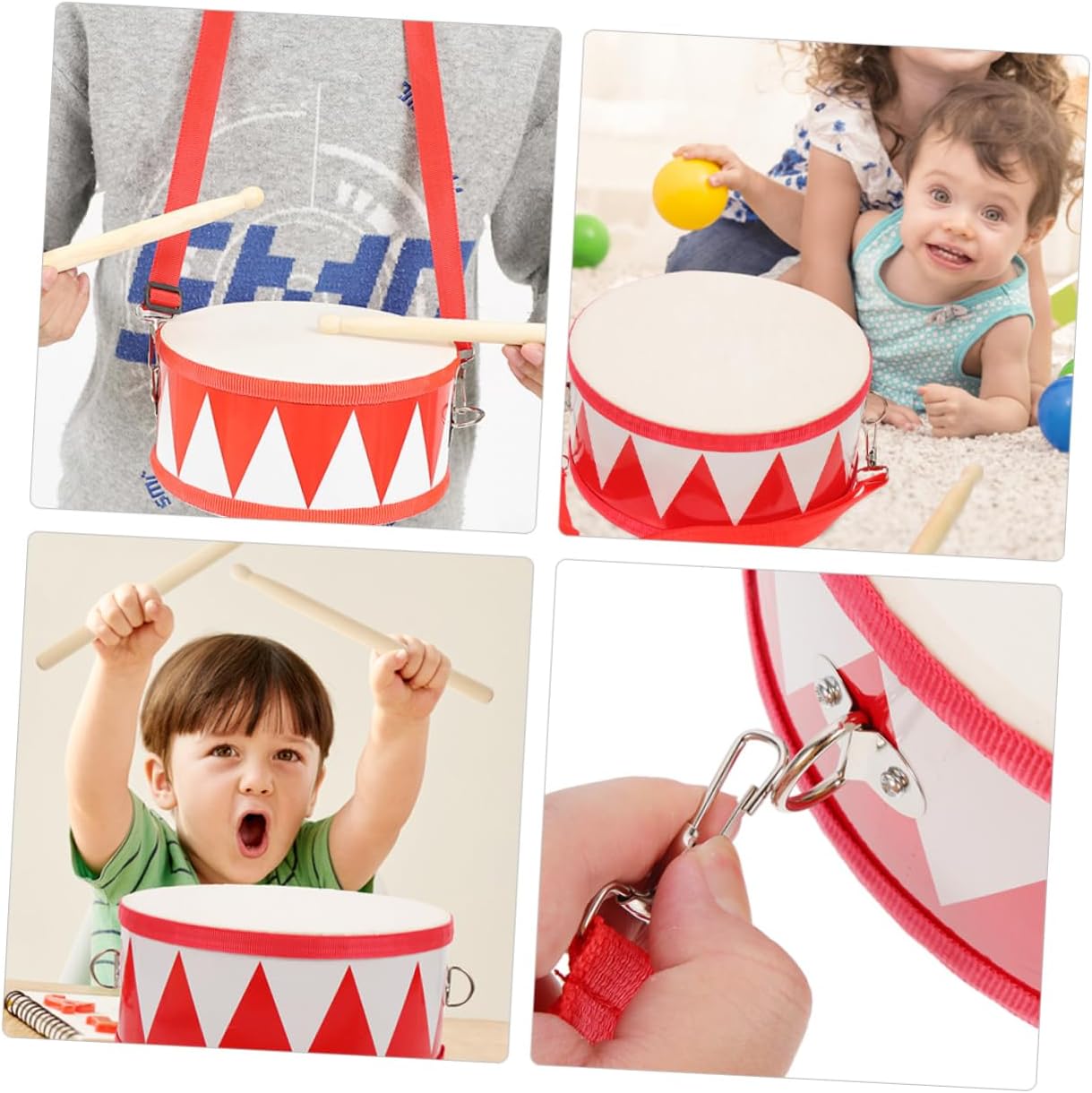 Vaguelly 1 juego de tambor de caja para niños tambor de música para niños pequeños de 8 pulgadas, tambor para niños, cabeza de doble cara, con