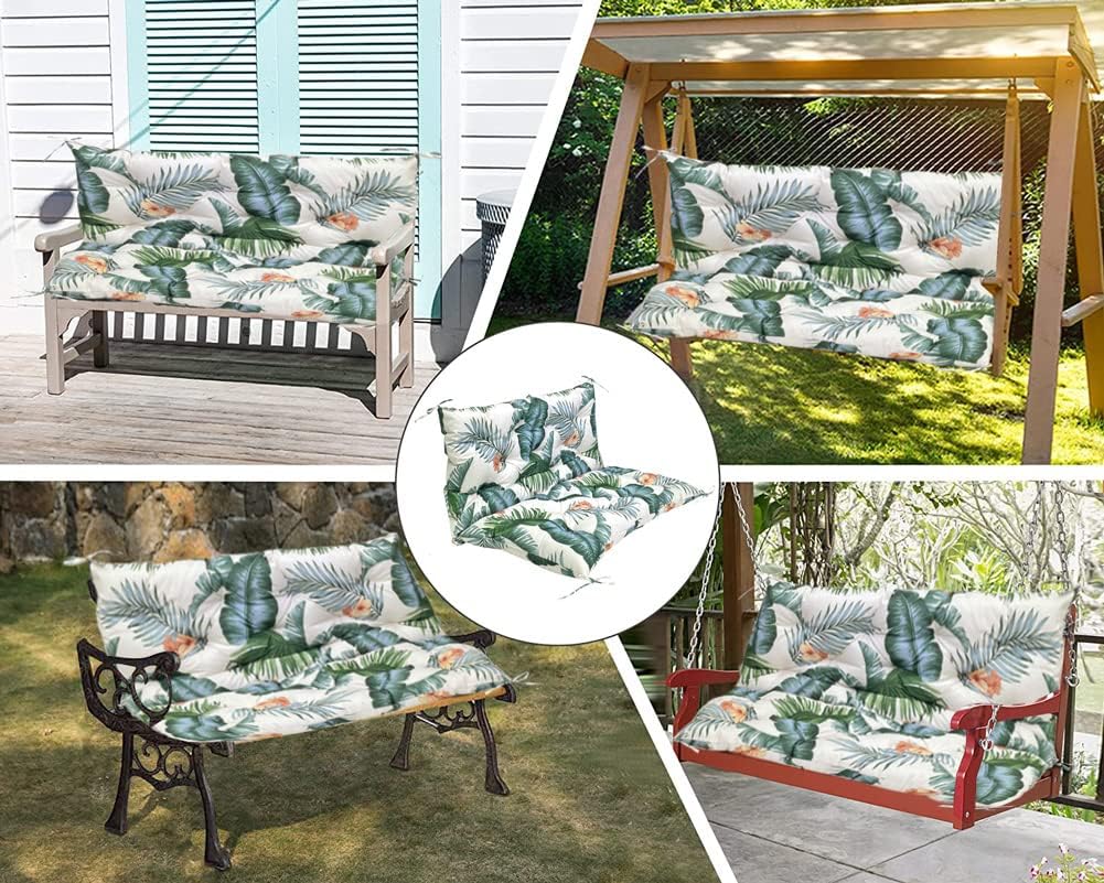 GPPSUNGD Cojines de repuesto para columpio con respaldo, cojín de banco impermeable para exteriores, 2-3 plazas, para muebles de jardín y patio (60