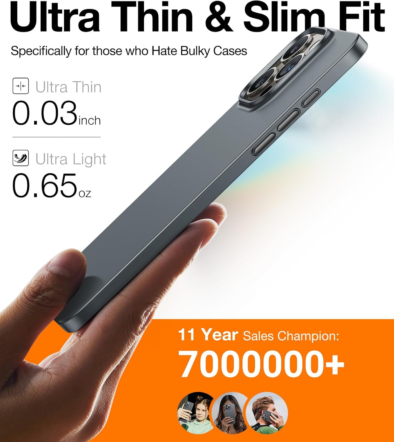 TORRAS Funda delgada diseñada para iPhone 15 Pro de 6.1 pulgadas, funda ultradelgada para iPhone 15 Pro 2023, funda delgada de policarbonato duro