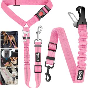 Lukovee Correa de cinturón de seguridad para perros para automóviles, paquete de 2 cinturones de seguridad para mascotas con hebilla ajustable y Lukovee Correa de cinturón de seguridad para perros para automóviles, paquete de 2 cinturones de seguridad para mascotas con hebilla ajustable y