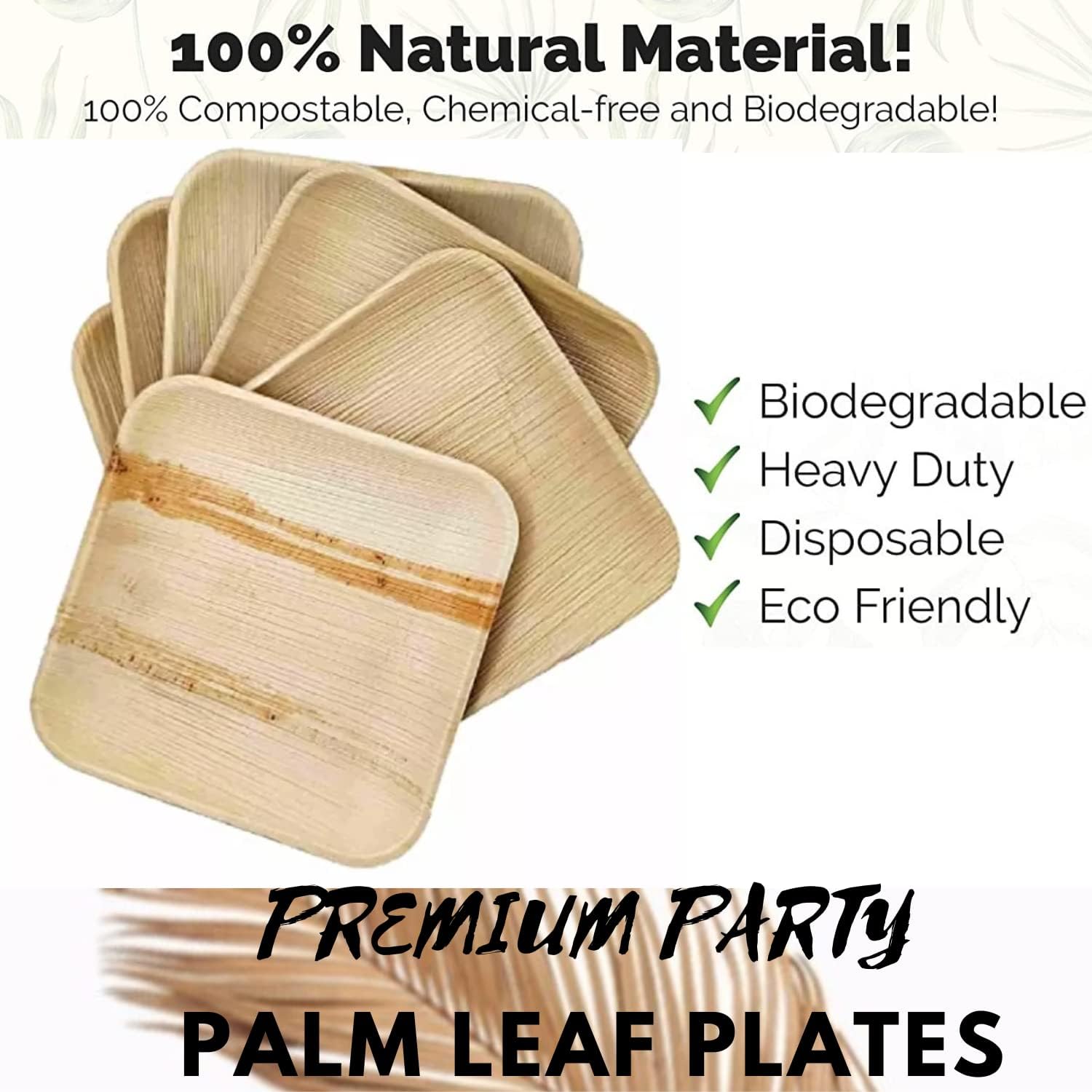 My Sanctuary – Paquete de 20 platos de bambú de 8 pulgadas, platos compostables y biodegradables, alternativa ecológica a los platos de bambú,