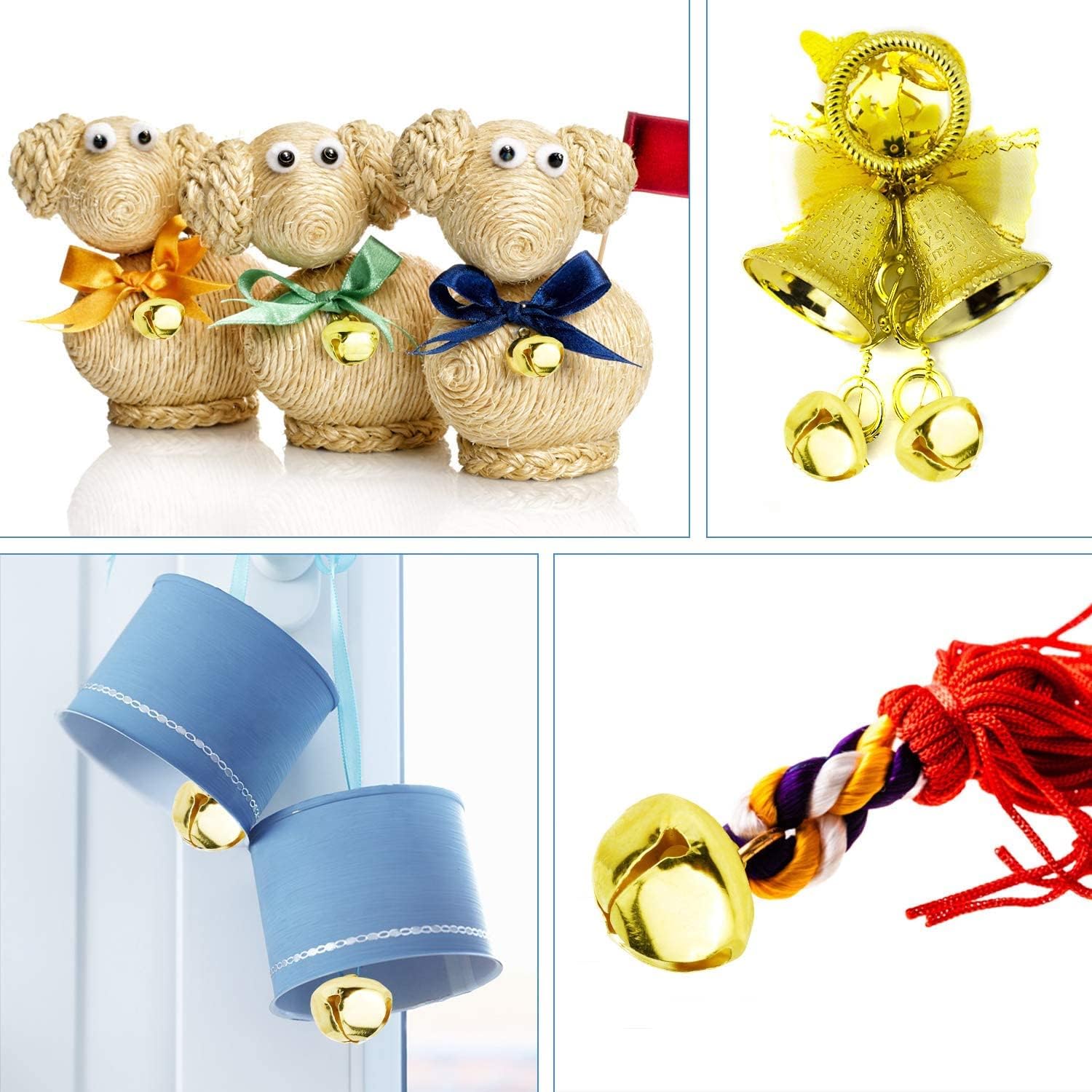200 cascabeles de cascabel de 12 pulgada para manualidades a granel para decoración de Navidad, hogar y mascotas (7 colores al azar)