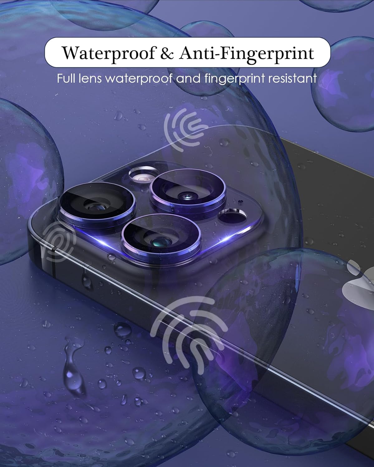 Compatible con iPhone 15 ProiPhone 15 Pro Max, protector de lente de cámara de vidrio templado transparente, anillo de metal antiexplosión, cubierta
