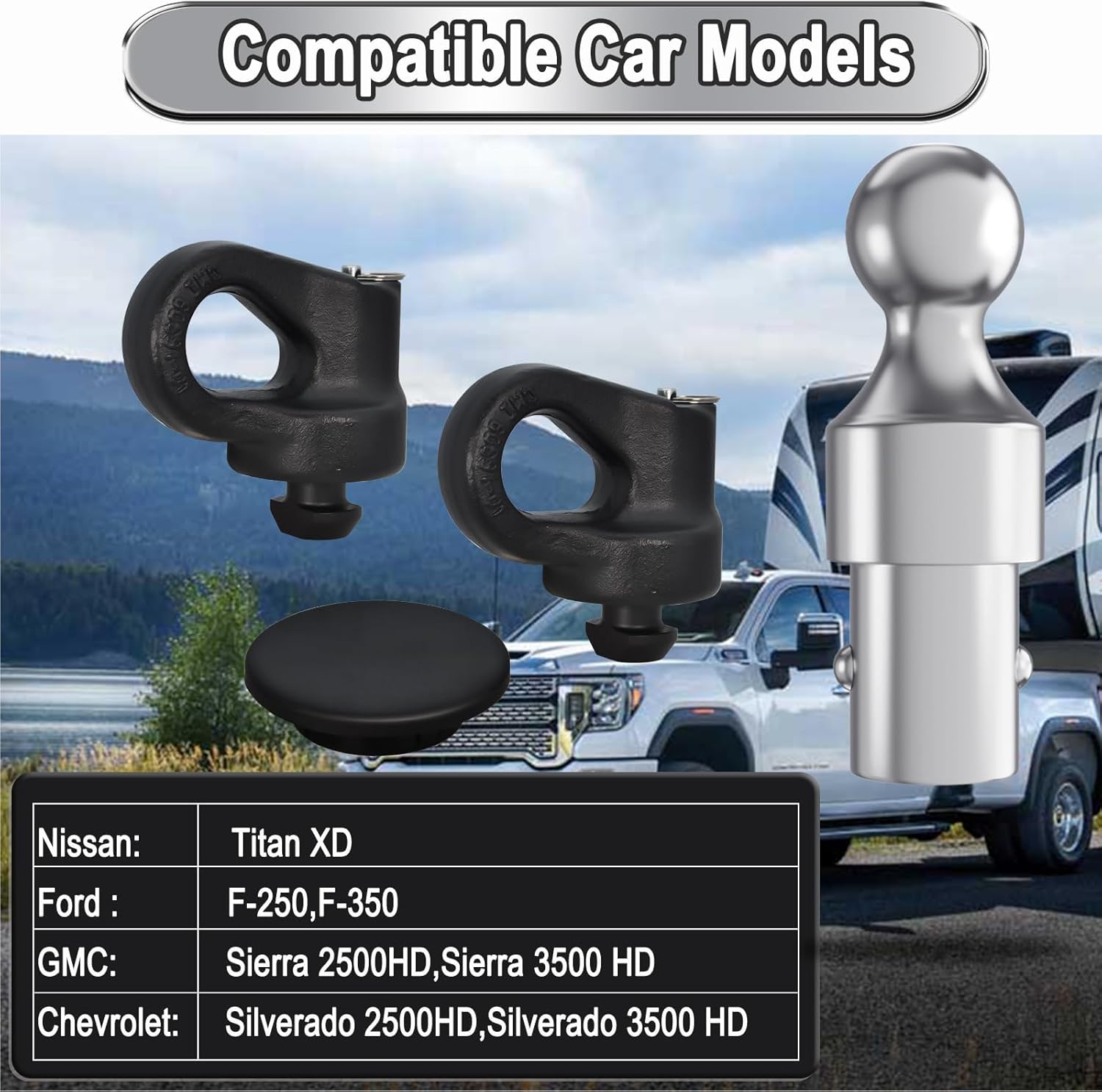 Kit de enganche de cuello de cisne con sistema de disco 60692, capacidad de carga de 30,000 libras, bola de 2-516 pulgadas. Compatible con Ford F250