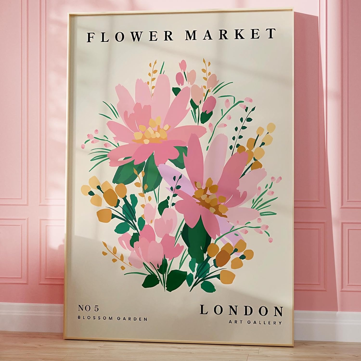 Lienzo decorativo para pared, diseño de flores rosas, impresiones florales estéticas, pósteres de color rosa Matisse, impresiones de pared pastel