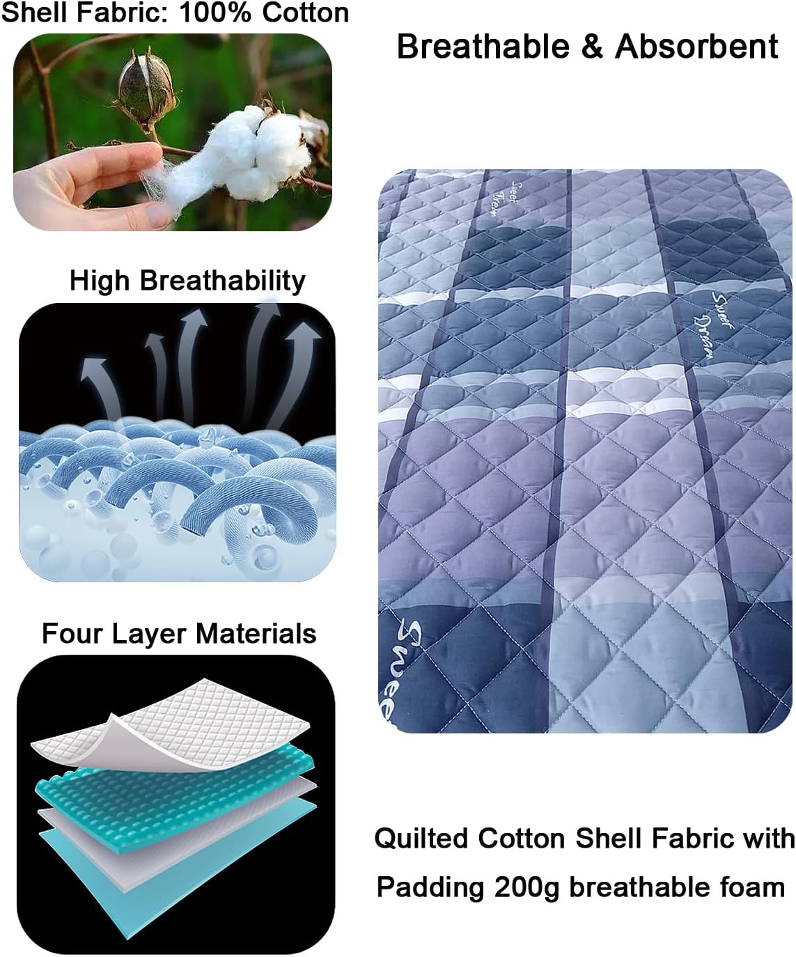 Almohadilla de cama de posicionamiento con asas, carcasa 100% algodón sábanas deslizantes transpirables para pacientes para prevenir llagas de cama