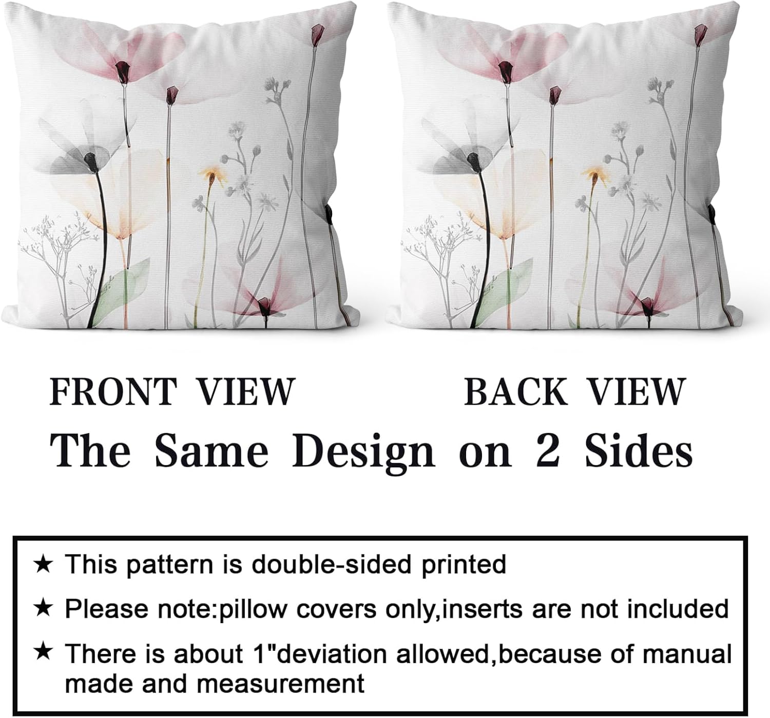 Juego de 2 fundas de almohada de 18 x 18 pulgadas, color marrón, crema, gris y rosa, fundas de almohada rústicas abstractas modernas, decoración del
