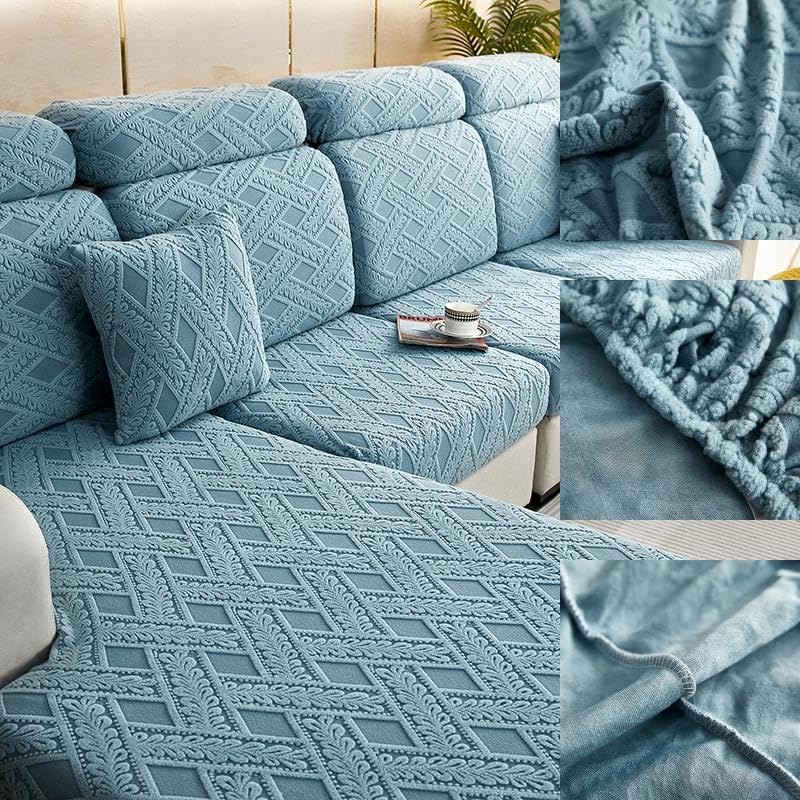 INFLAG Funda universal resistente al desgaste, funda elástica para sofá modular en forma de L, antideslizante y resistente al desgaste (azul, funda