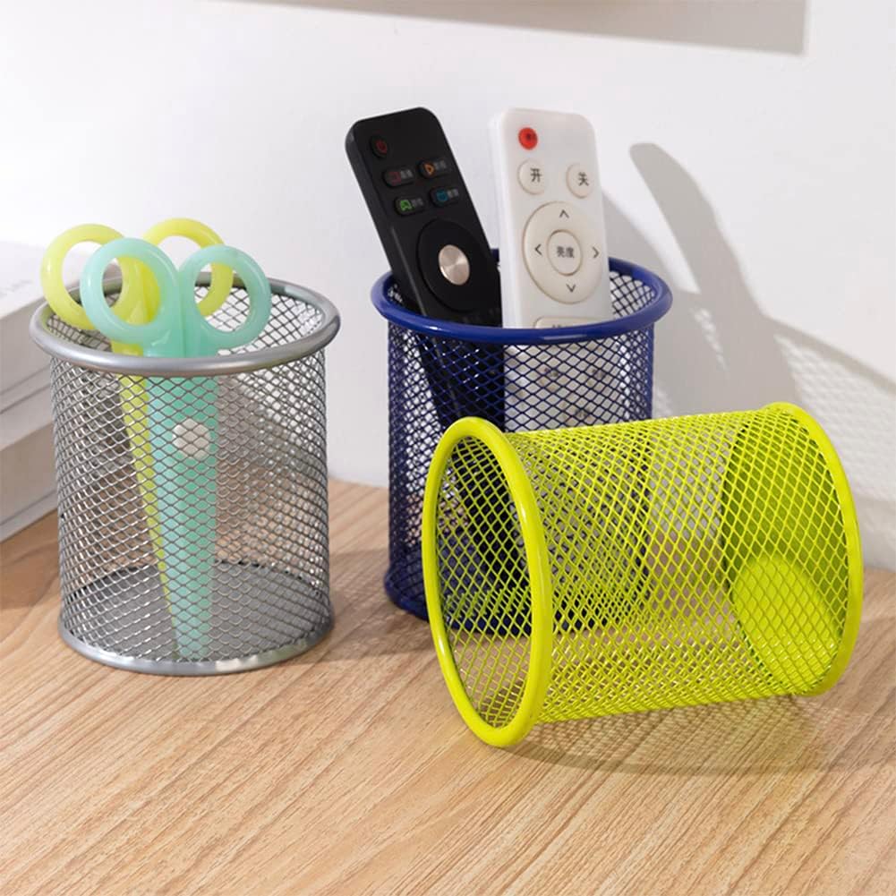 UNIYO Portalápices de malla – 4 bolígrafos de metal organizan vasos para lápices (verde)