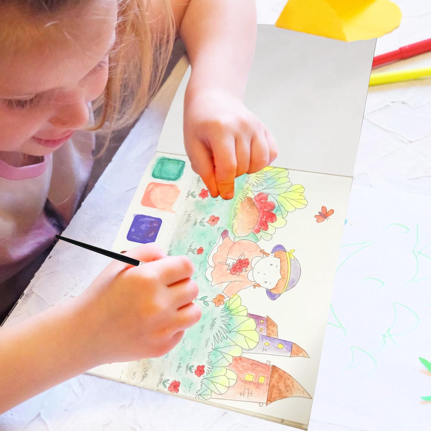Paquete de 3 libros de acuarela para colorear para niños de 4 a 8 años, libros de pintura de acuarela de bolsillo, libros de pintura con agua para